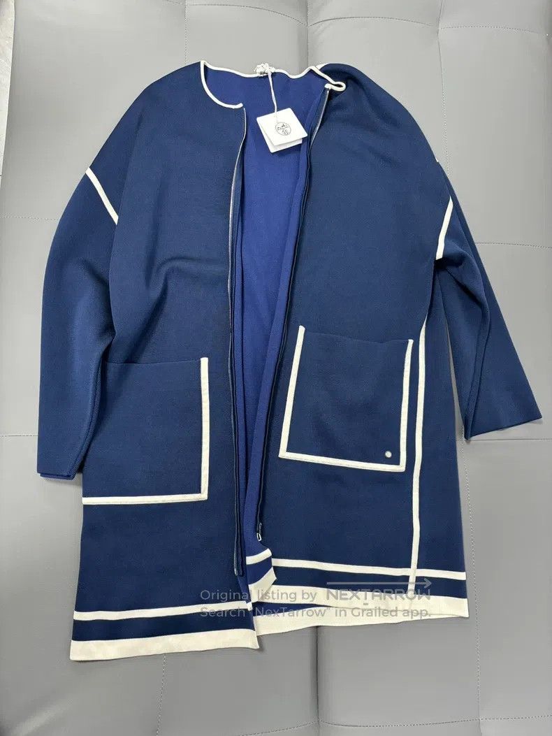 Hermes Hermes Blue color-blocked knit, long-sleeve zipper design Size XS / US 0-2 / IT 36-38 - 1 Thumbnail
