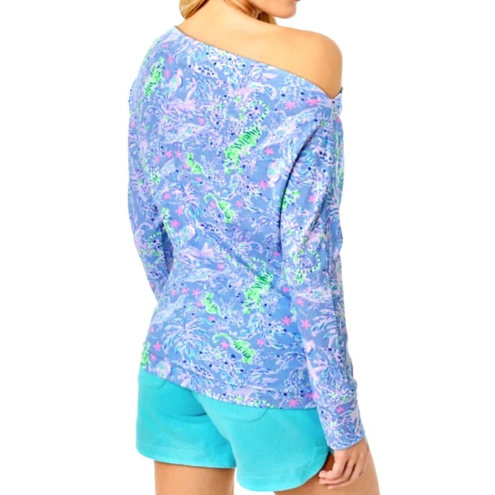 Lilly Pulitzer Lilly Pulitzer Top Womens S Blue Sheera One Shoulder Peri The Turtle Package Women Size S / US 4 / IT 40 - 2 Thumbnail