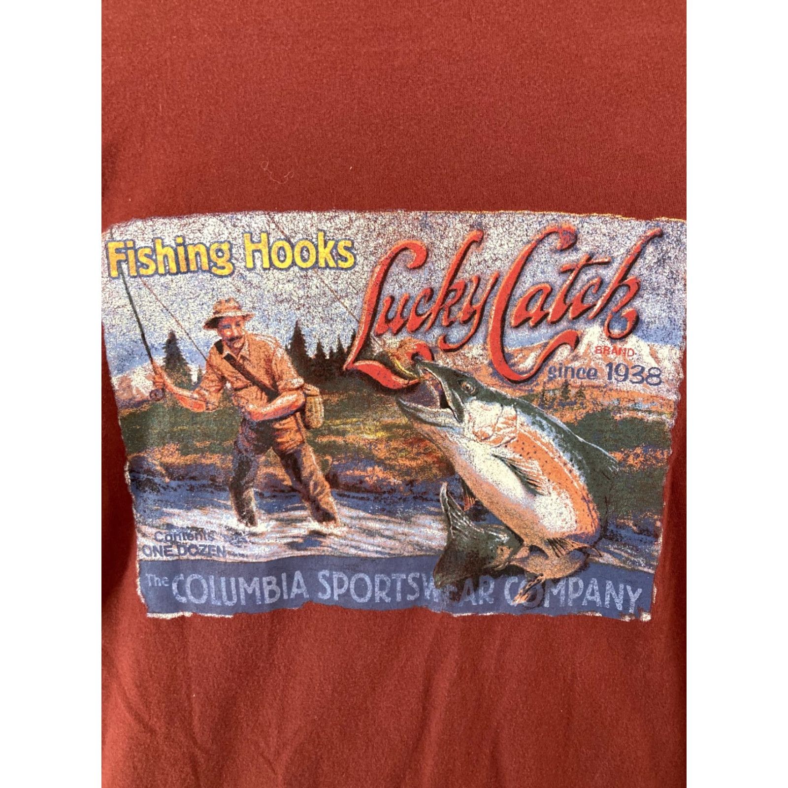 Vintage Columbia Shirt Mens Large Orange Long Sleeve Lucky Catch Trout River Button-Up Crew Neck Cotton Size US L / EU 52-54 / 3 - 2 Thumbnail