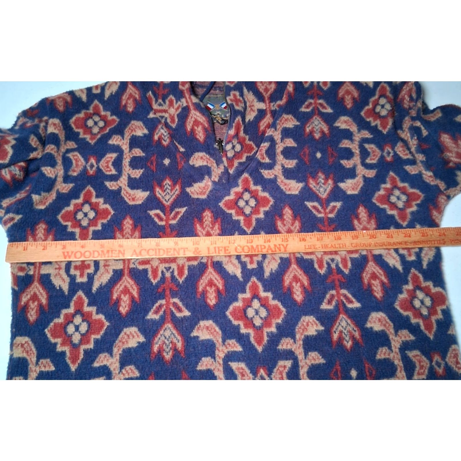 Express VINTAGE Express Tricot Fleece Shirt Jacket 90s Floral Blue Maroon Women S Pullover Zip Hooded Size S / US 4 / IT 40 - 3 Thumbnail