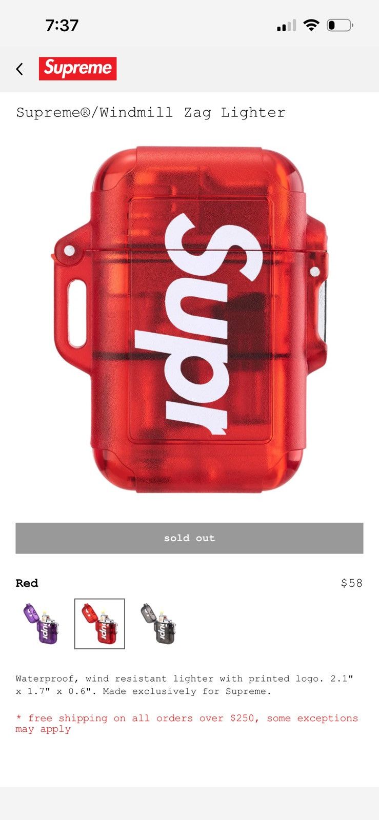 Supreme Supreme®/Windmill Zag Lighter Size ONE SIZE - 2 Thumbnail