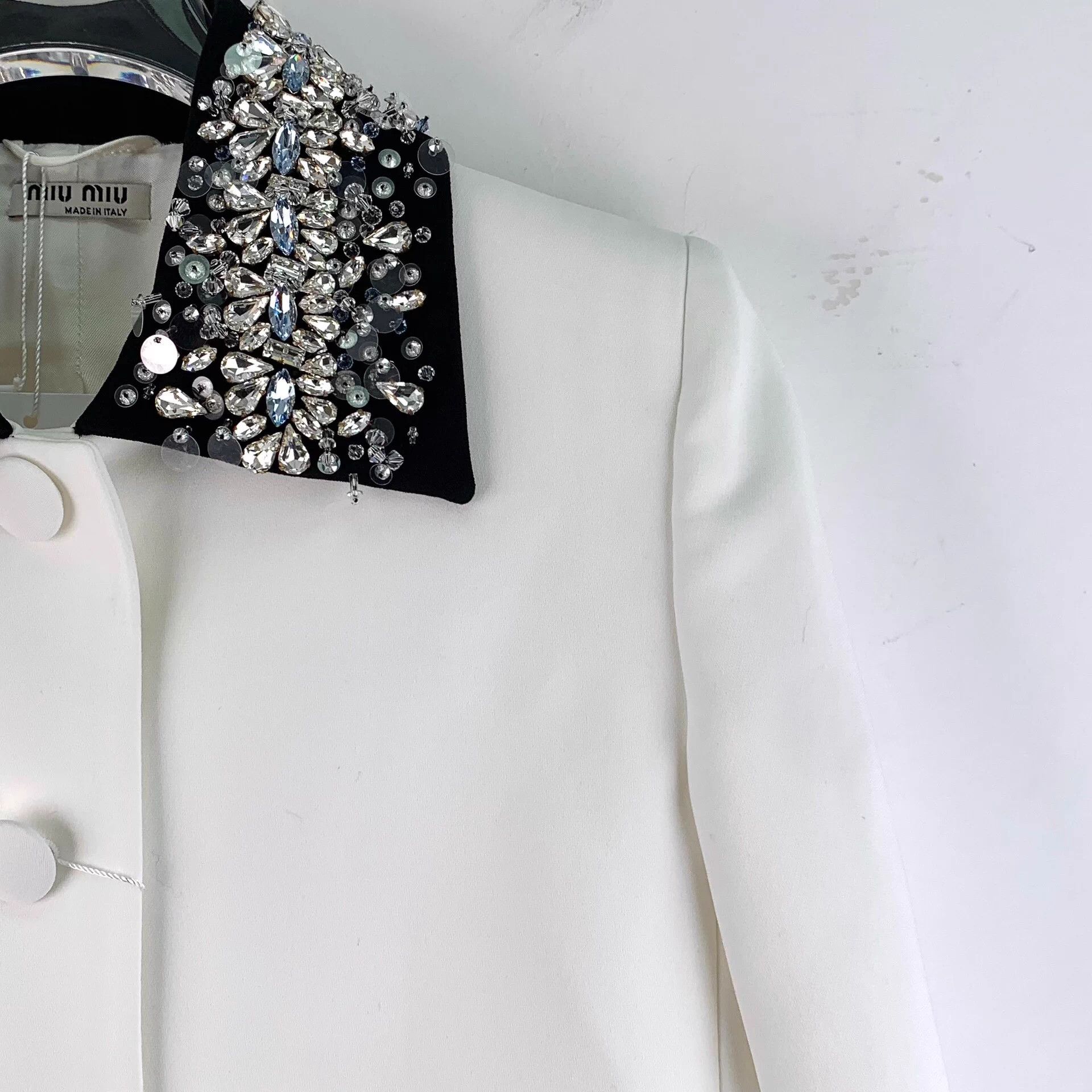 Miu Miu Miu Miu Rhinestone-Studded Single-Breasted Long-SleeveJacket Size XS / US 0-2 / IT 36-38 - 3 Thumbnail