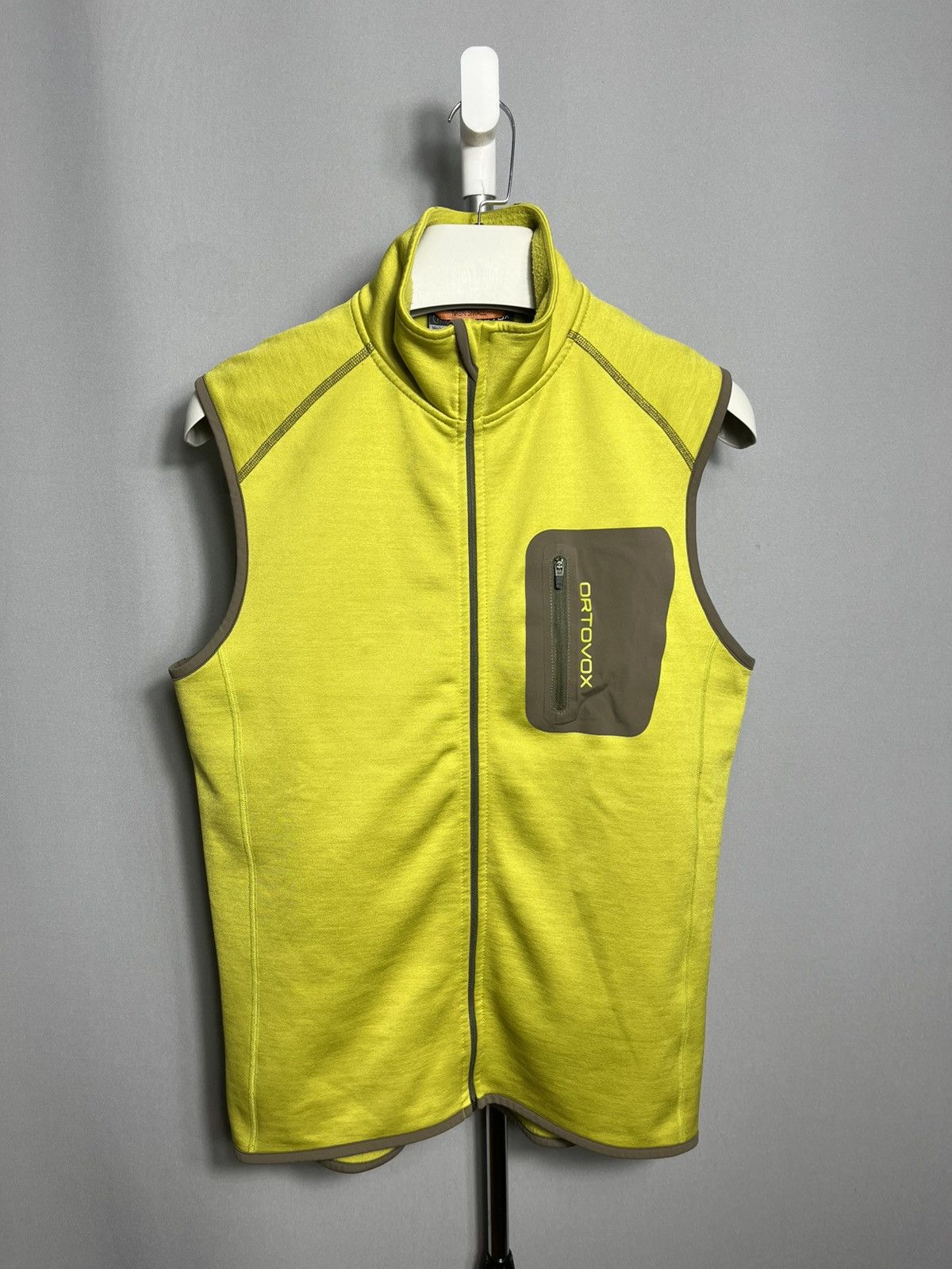 Ortovox Men’s Merino Inside Fleece Grid Yellow Vest Jacket