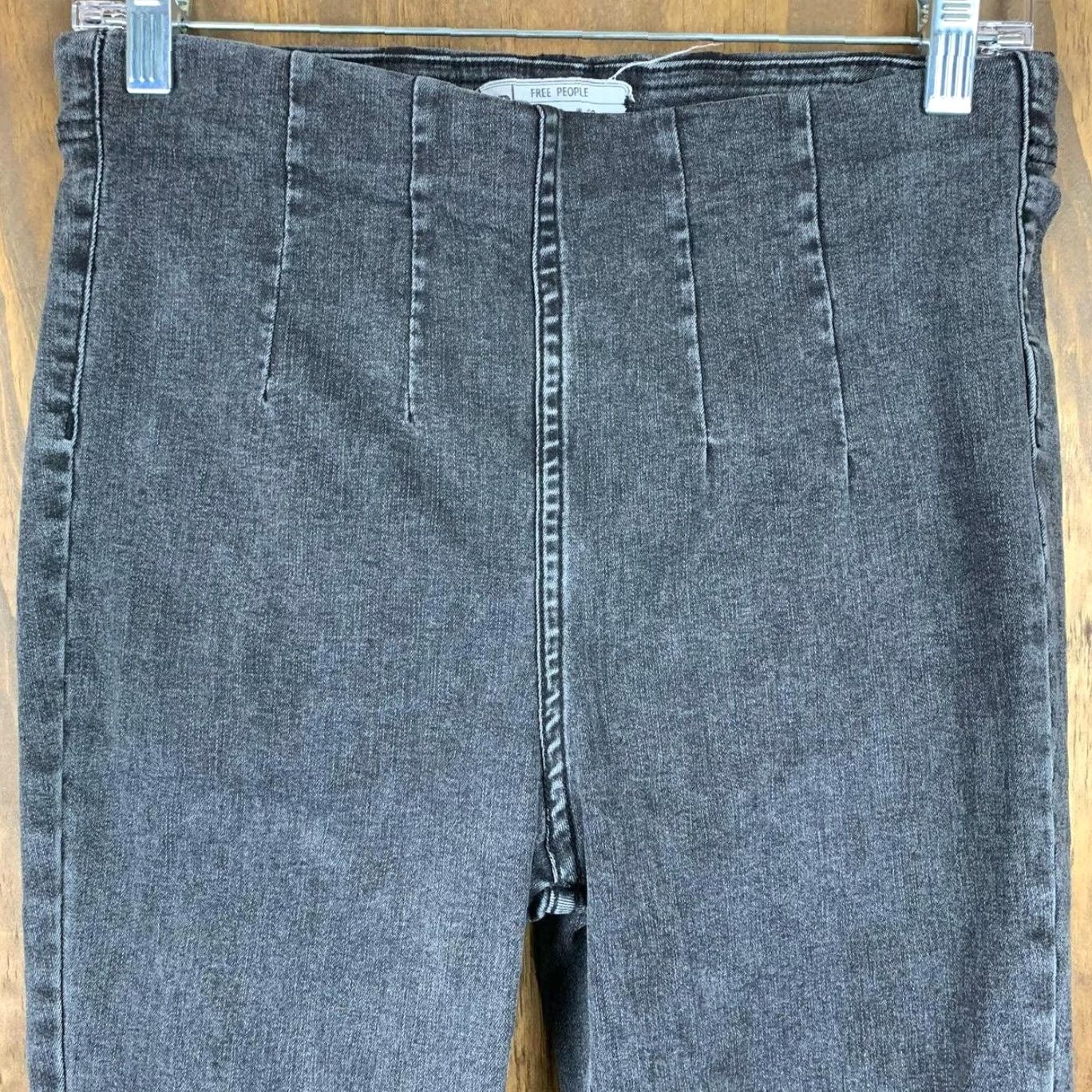 Free People Free People Jeans Womens Black Denim Pull On Pleated Straight Stretch 28 Size 28" / US 6 / IT 42 - 2 Thumbnail