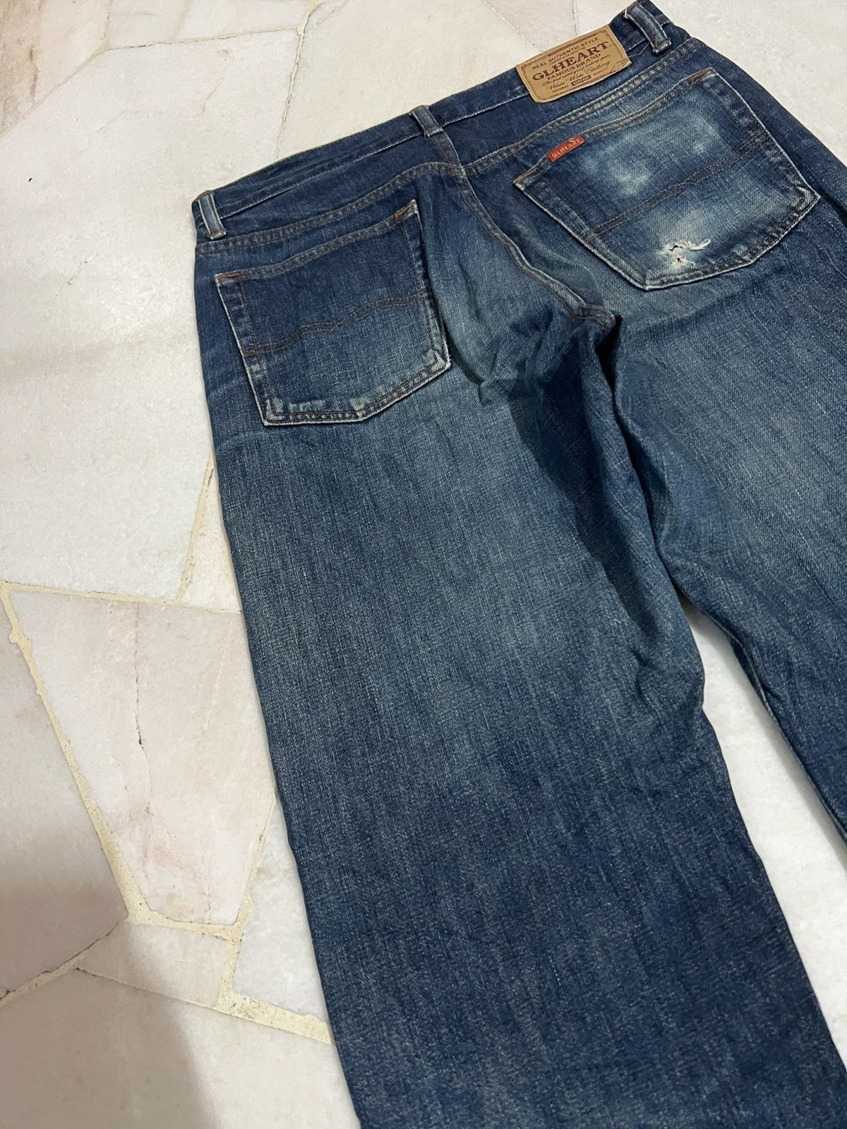 If Six Was Nine × Japanese Brand 💥Baggy💥Vintage Gl Heart Mud Wash Distressed Jeans Japan Size US 31 - 14 Thumbnail
