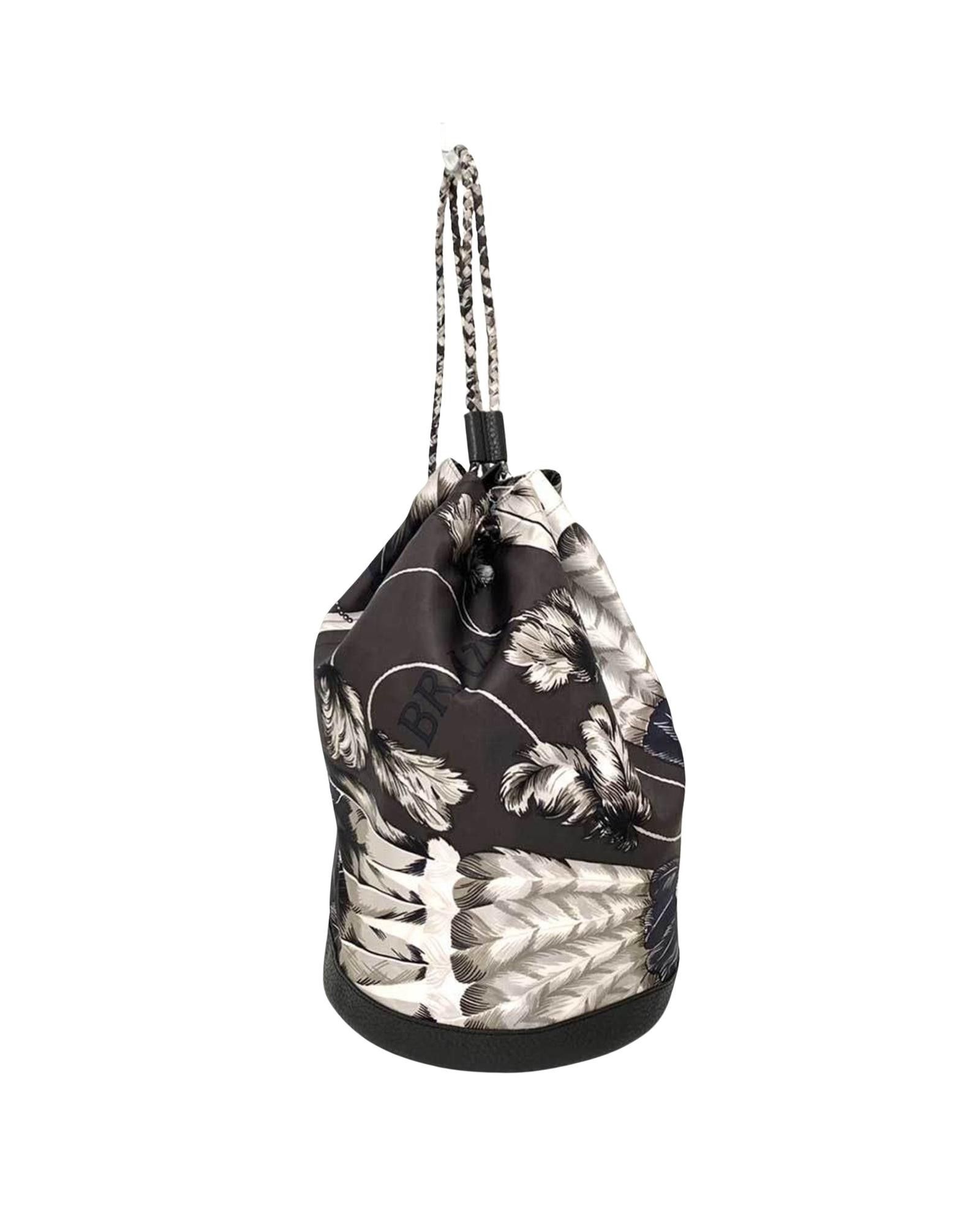 image of Hermes Silk Backpack With Taurillon Clemence Leather, Women's