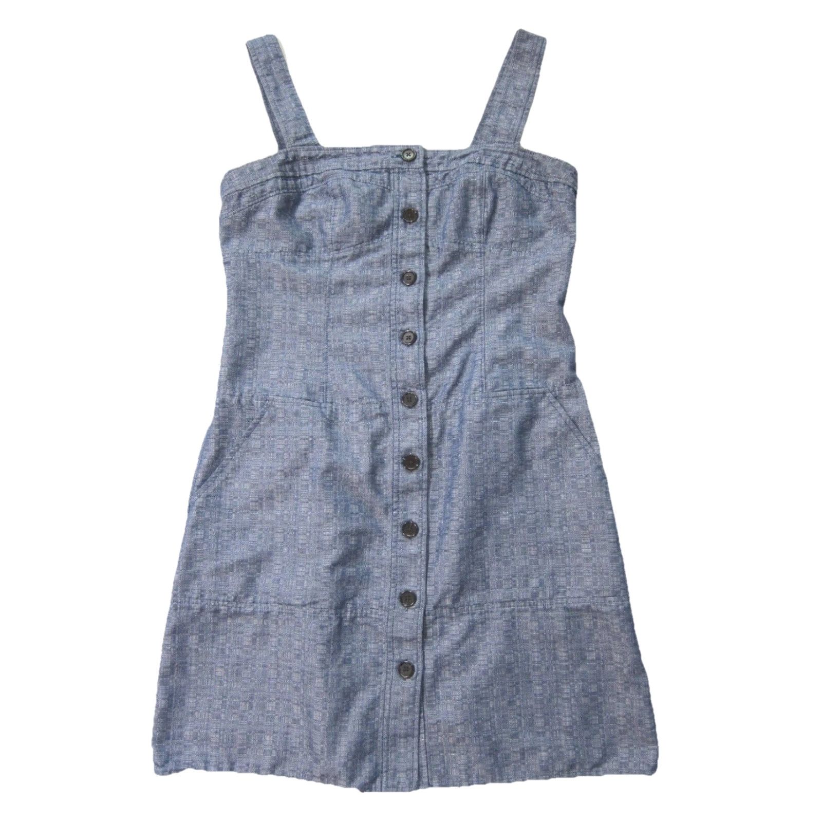 Vintage Derek Lam Cotton Blue Button Sheath Straight Tunic Pocket Tank Sundress Women 10 Size L / US 10 / IT 46 - 2 Thumbnail