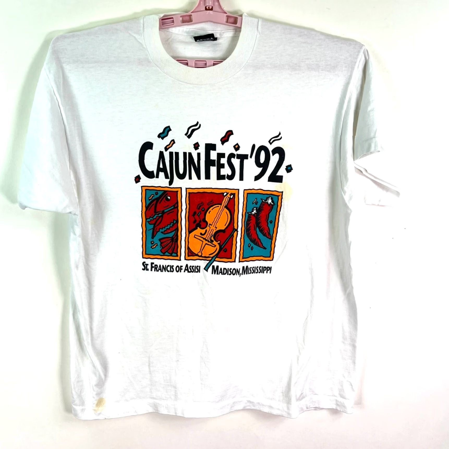 Vintage VINTAGE Screen Star Shirt Mens Adult XL White Cajun Fest 92' Madison Mississippi Tag T Shirt Size US XL / EU 56 / 4 - 8 Thumbnail