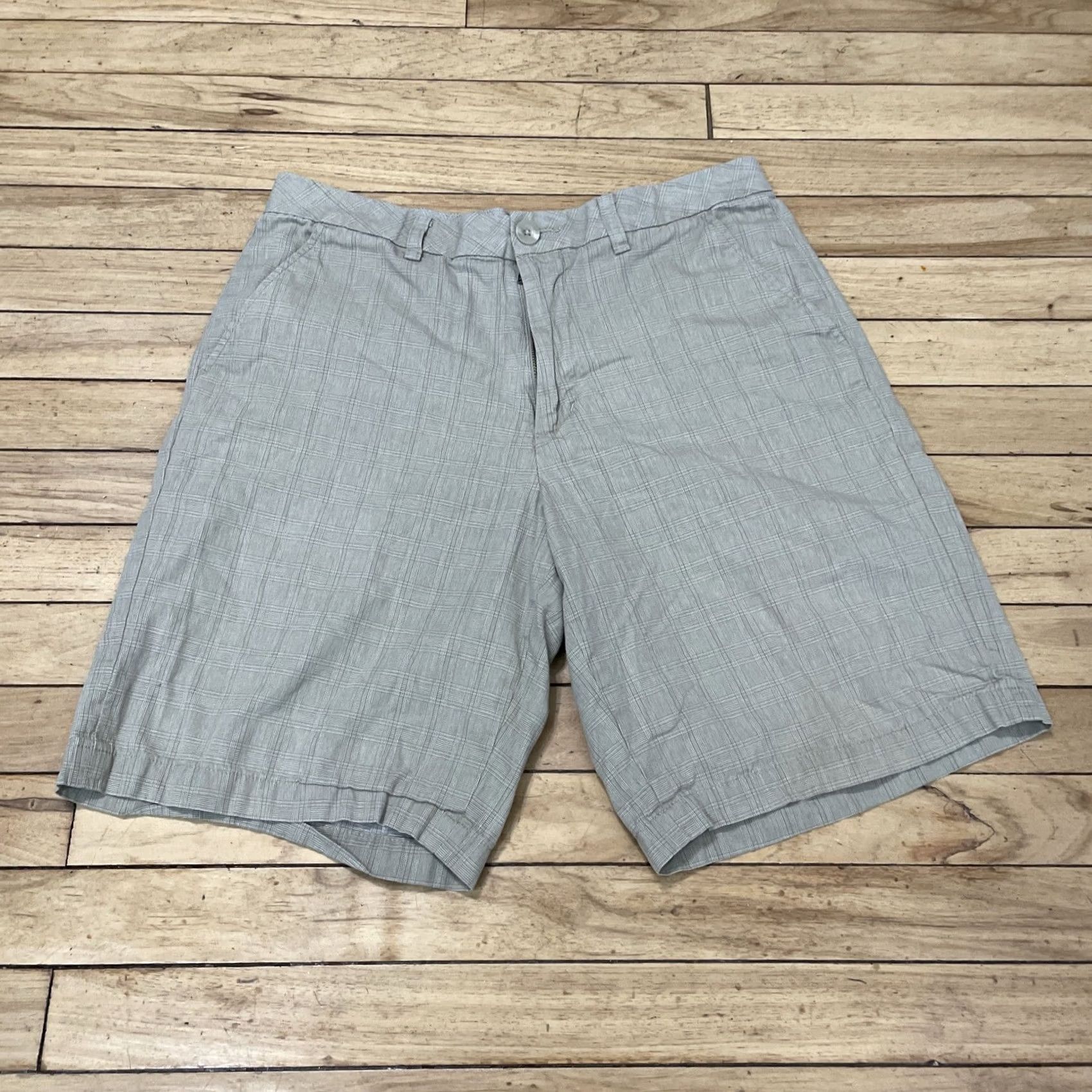 Vintage VINTAGE Ashworth Shorts 32W Men Khaki Beige Plaid Check Flat Front Golf Logo Chino 32 Size US 32 / EU 48 - 2 Thumbnail