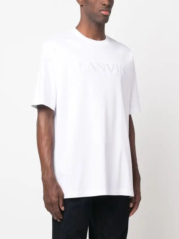 Lanvin oc11z0426 Logo Applique Cotton T-Shirt in White Size US S / EU 44-46 / 1 - 3 Thumbnail
