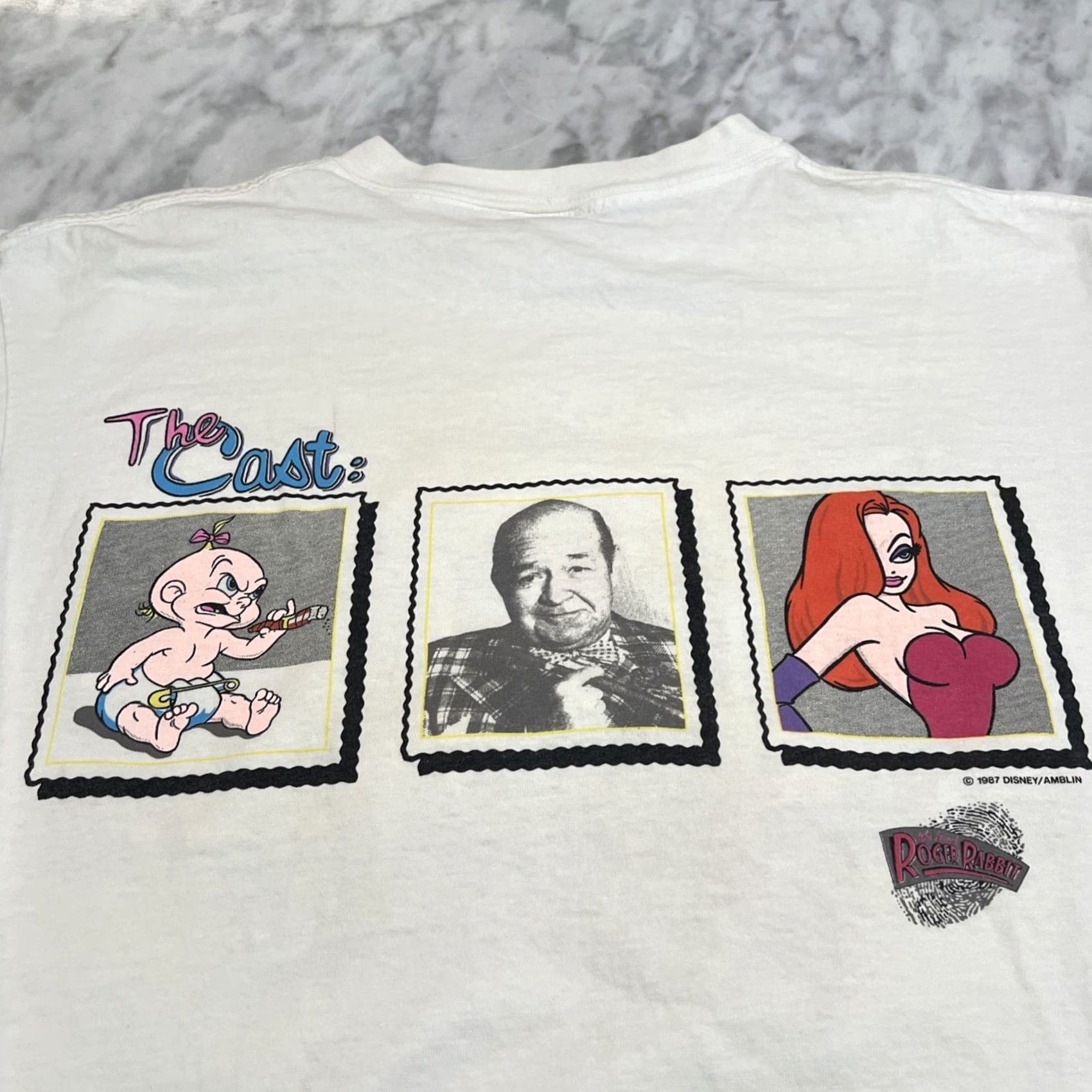 Vintage VINTAGE Who Framed Roger Rabbit The Cast Single Stitch Shirt Large Disney Puffy Paint Graphic Tee 1980s Cotton White Short Sleeve 100% Cotton Mens Size US L / EU 52-54 / 3 - 3 Thumbnail