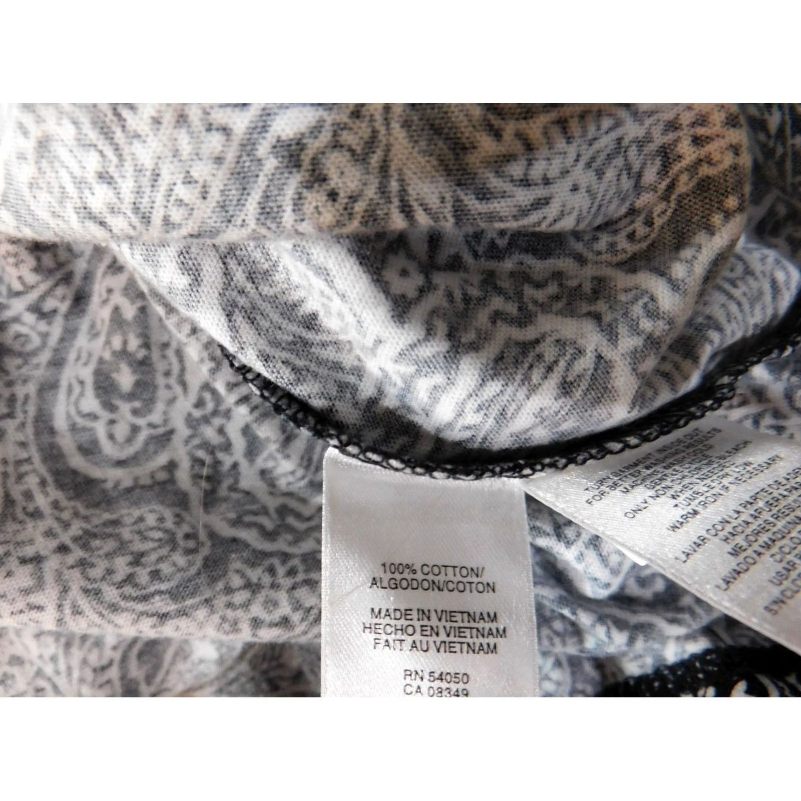 Jones New York Jones New York Blouse Womens S Black Paisley Cotton Rayon Pullover Cap Sleeve Round Neck Casual Basic Classic Stretch Size S / US 4 / IT 40 - 7 Thumbnail