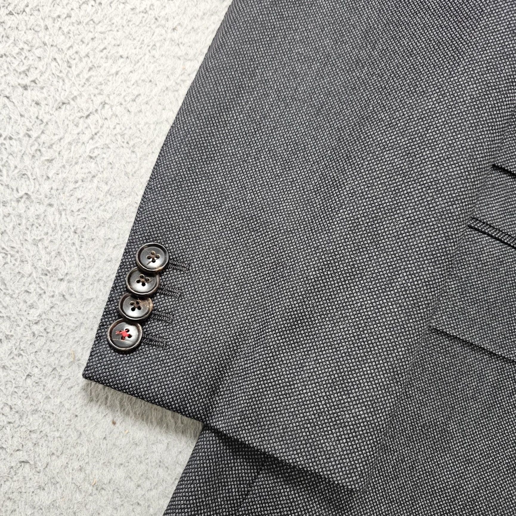 Suitsupply Suitsupply Sienna Blazer Mens 40S Gray Wool Notch Two-Button Front Single-Breasted Geometric Texture Jacket Size 40R - 3 Thumbnail