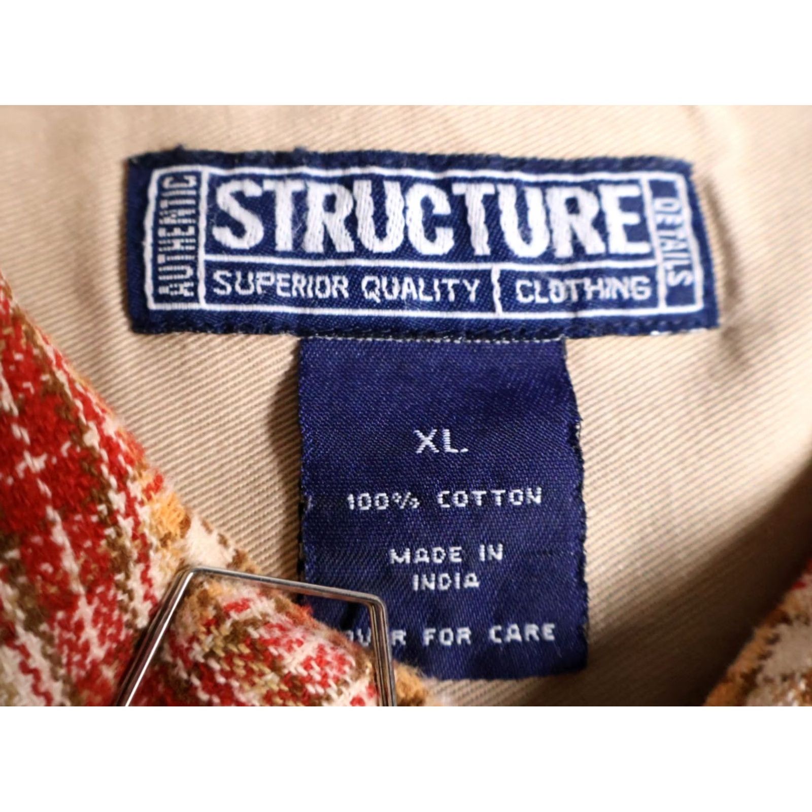 Vintage VINTAGE Structure Shirt Men's XL Plaid Red Oversized Relaxed Fit Flannel 90s Grunge Hipster Retro Casual Workwear Button-Up Size US XL / EU 56 / 4 - 3 Thumbnail
