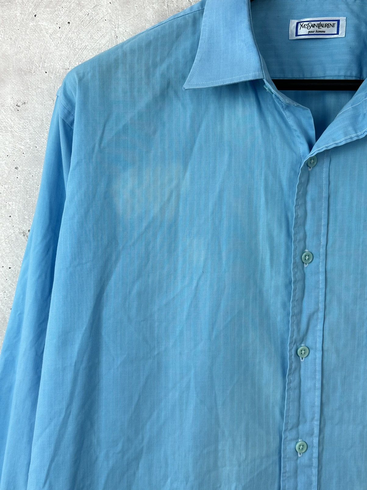 Yves Saint Laurent Vintage YvesSaintLaurent Blue Cotton Logo Long Sleeve Shirt Size US XXL / EU 58 / 5 - 8 Thumbnail