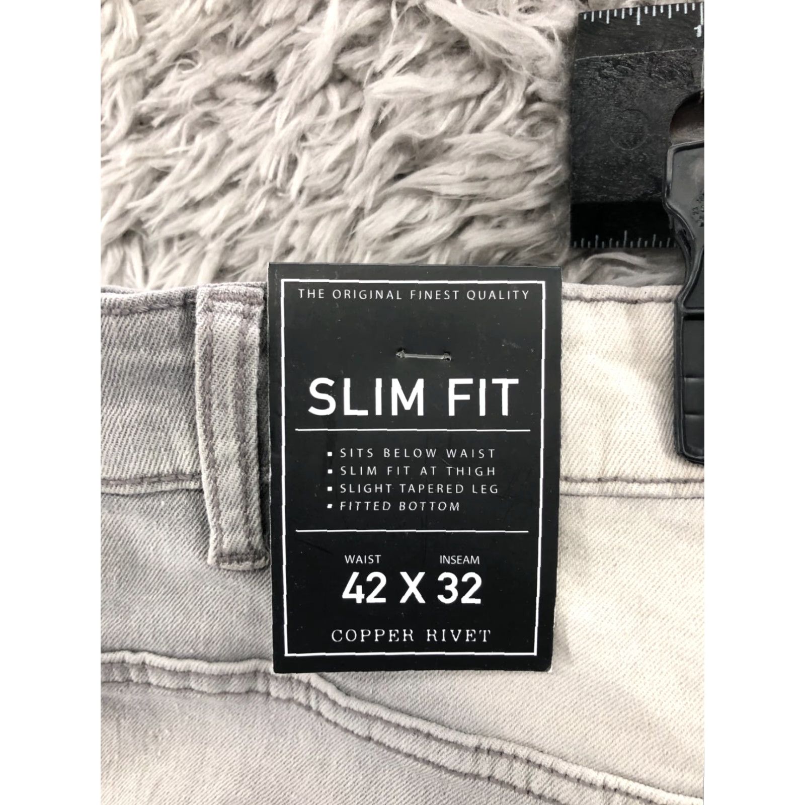 Vintage Copper Rivet Slim Fit Denim Jeans Size 42x32 Mens Mid Gray Distressed 5-Pocket Style Slim Regular Jeans Mens Size US 42 / EU 58 - 4 Thumbnail