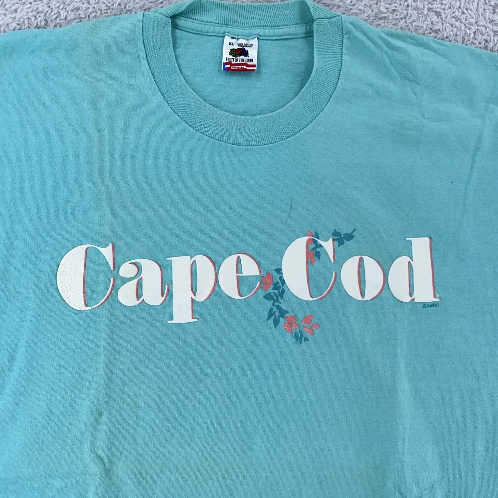 Fruit Of The Loom VINTAGE Cape Cod Shirt Cap 90s Fruit of the Loom Blue Mens L Crew Neck Short Sleeve Graphic Print Size US L / EU 52-54 / 3 - 2 Thumbnail