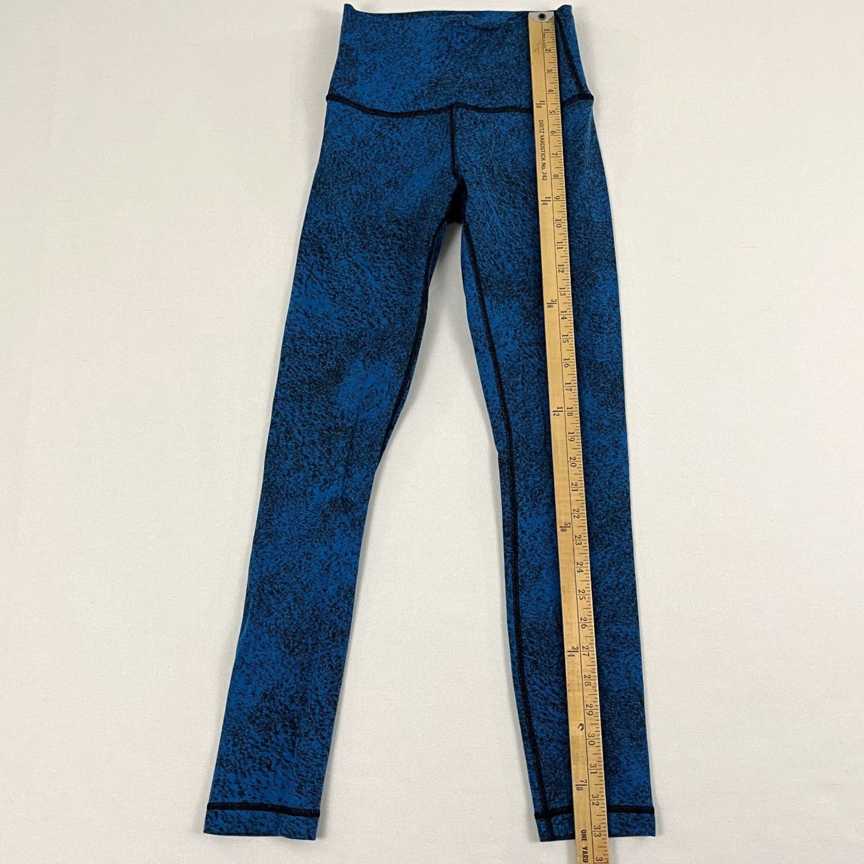 Lululemon Lululemon Wunder Under Pant III Womens 4 x 25" Blue Jacquard Active Running Yoga Size 27" / US 4 / IT 40 - 6 Thumbnail