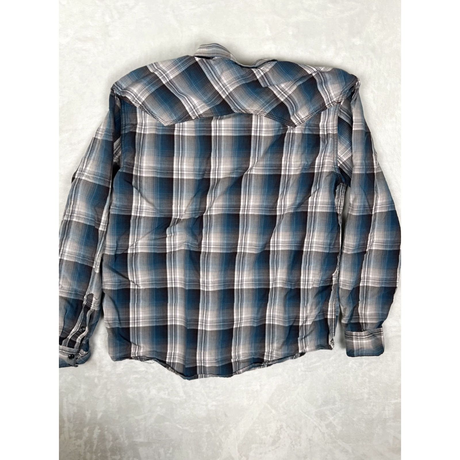 Cody James Cody James Shirt Mens Large Blue Gray Plaid Western Snap Front Long Sleeve Size US L / EU 52-54 / 3 - 5 Thumbnail