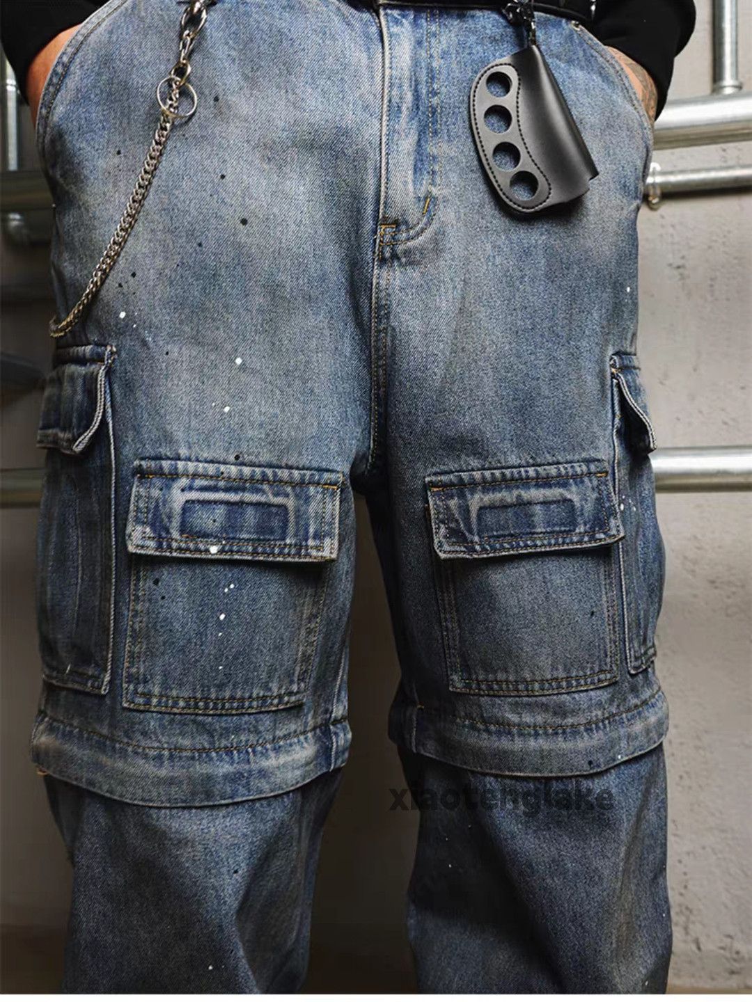 Jean xtl utility washed faded Stain paint grunge hiphop jeans Size US 37 - 10 Thumbnail