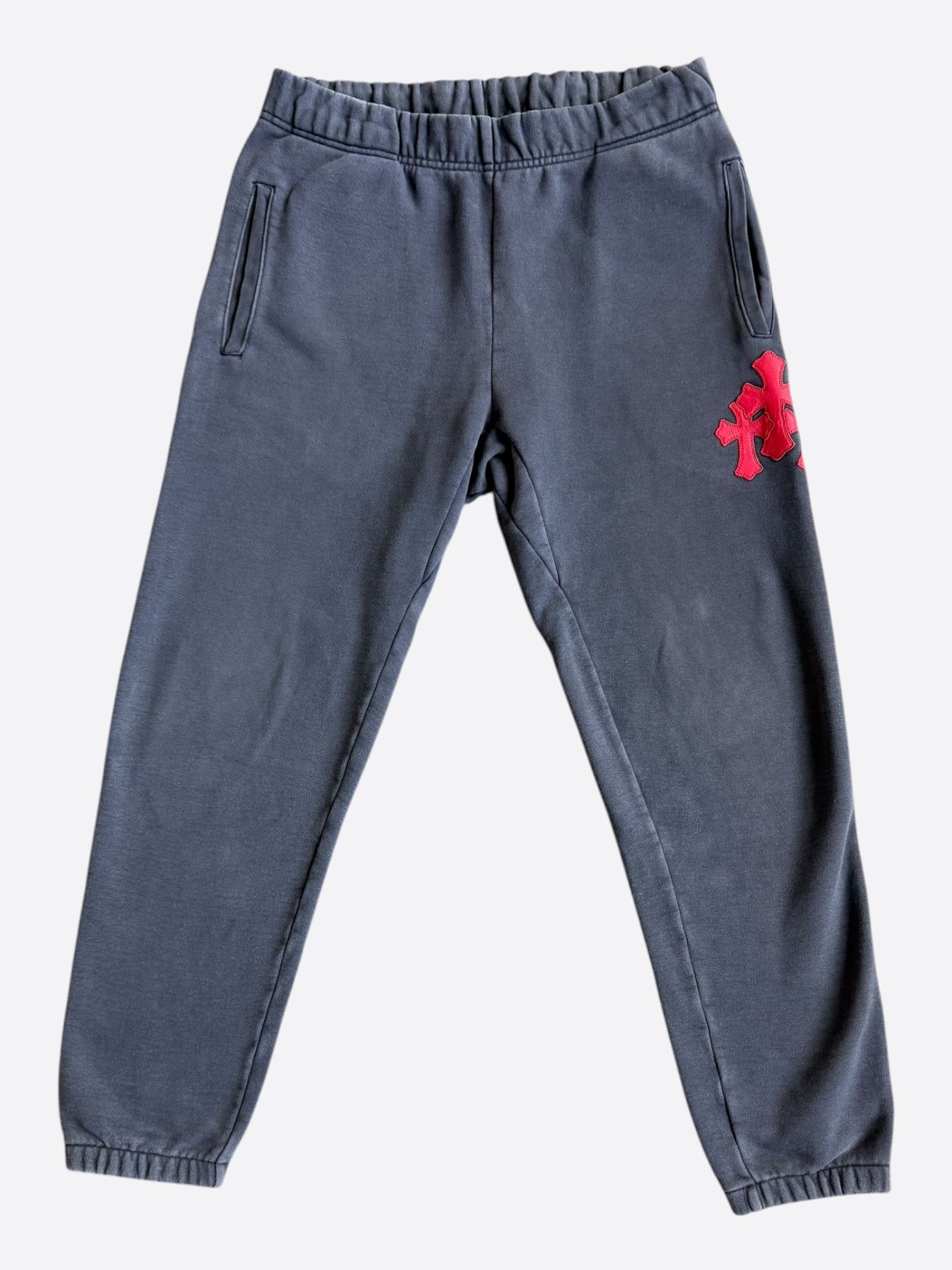 Chrome Hearts Navy & Red Triple Cross Patch Paper Jam Sweatpants Size US 32 / EU 48 - 1 Thumbnail