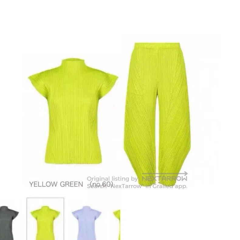 Issey Miyake Issey Miyake Green Short-Sleeve Top Size XL / US 12-14 / IT 48-50 - 2 Thumbnail