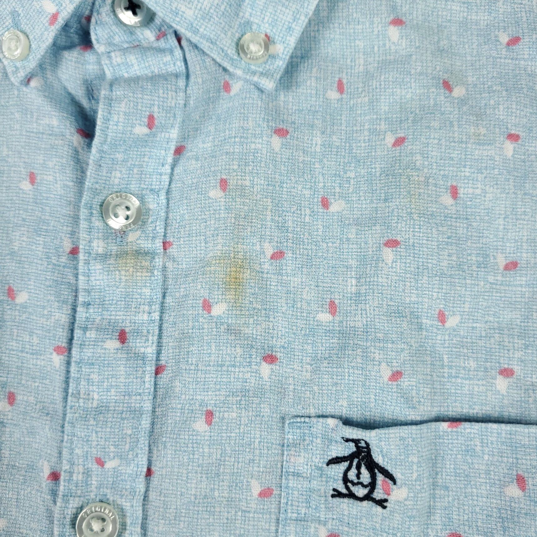 Original Penguin Original Penguin Blue Geometric Button-Up Shirt Men's Large Casual Short Sleeve Size US L / EU 52-54 / 3 - 3 Thumbnail