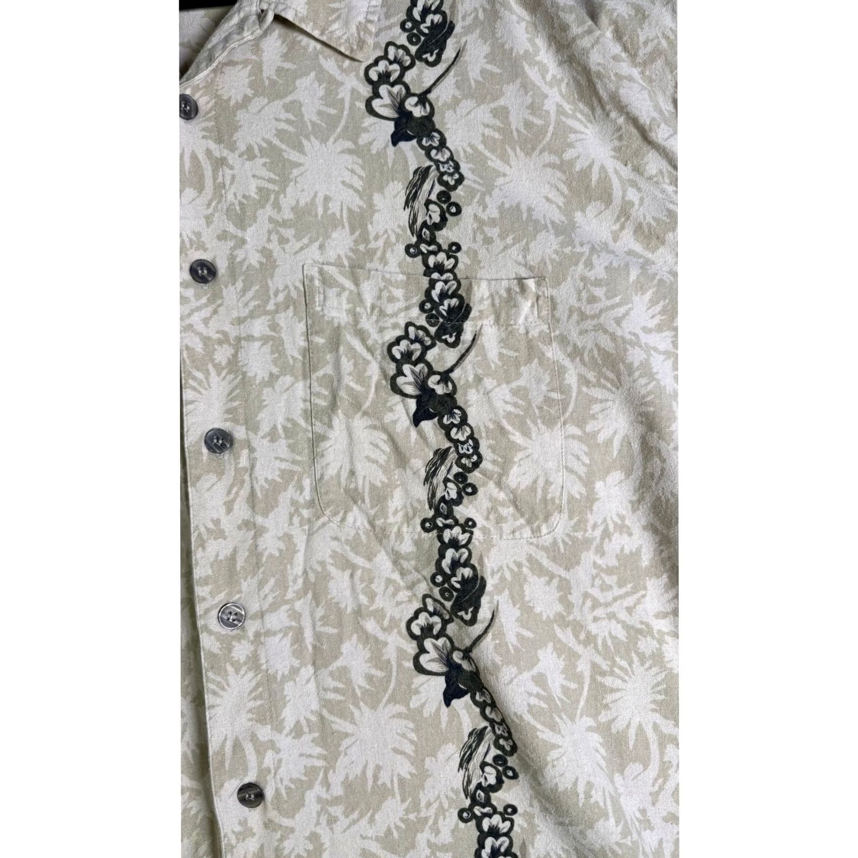 Vintage UNTITLED Beige Hawaiian Shirt Palm Tree Floral Button Up Tropical Men's 3XL Size US XXL / EU 58 / 5 - 2 Thumbnail
