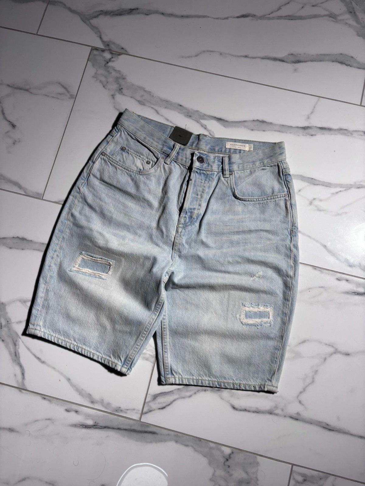 Allsaints Allsaints Japanese Shorts Denim Distressed Y2K Size US 30 / EU 46 - 1 Thumbnail