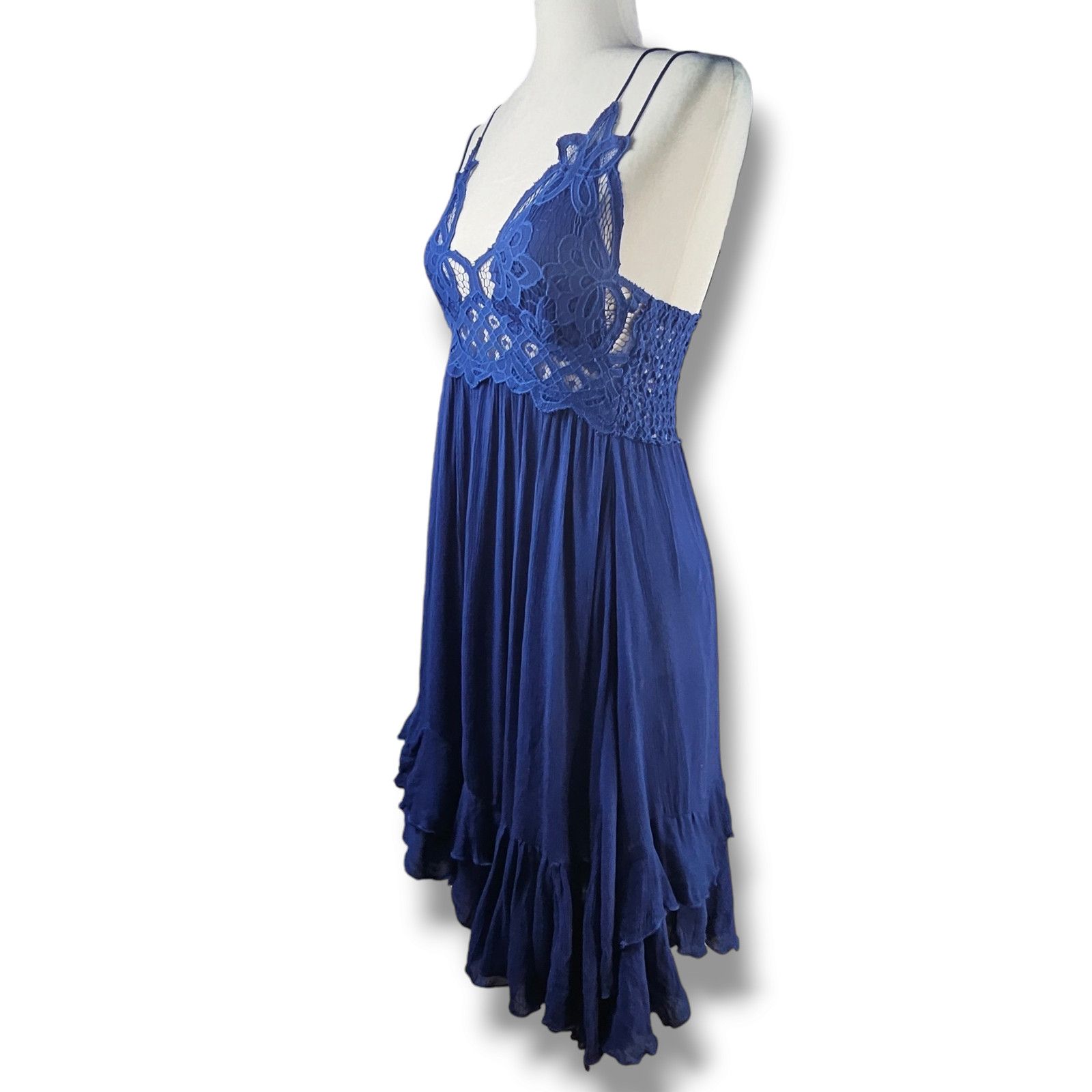 Free People EUC Free People One Adella Lace Mini Dress Sz. XS [0-2] Blue Size XS / US 0-2 / IT 36-38 - 1 Thumbnail