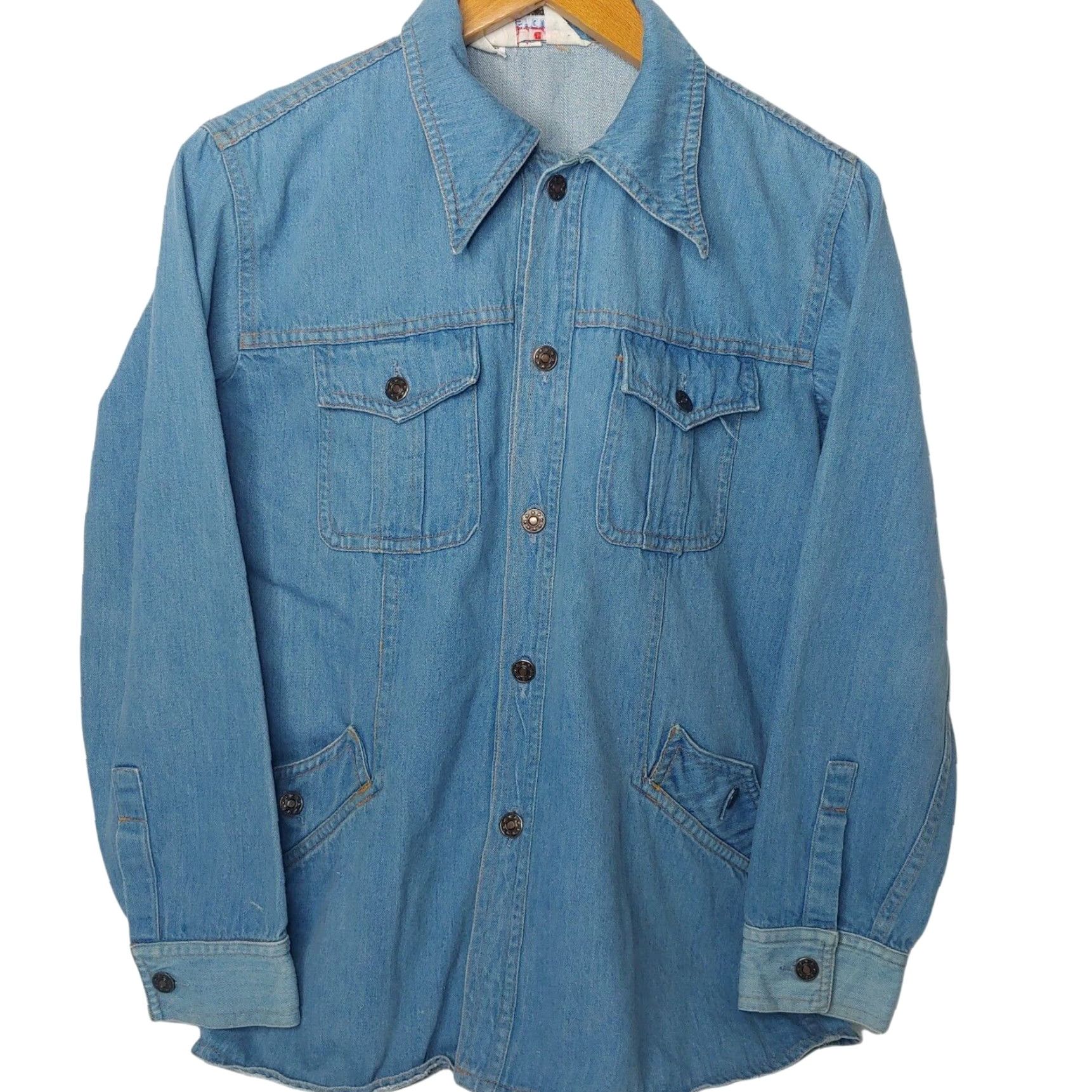 Denime VINTAGE Dude Washouts Denim Jacket Men M Western Ranch Wear Blue Size US 31 - 2 Thumbnail