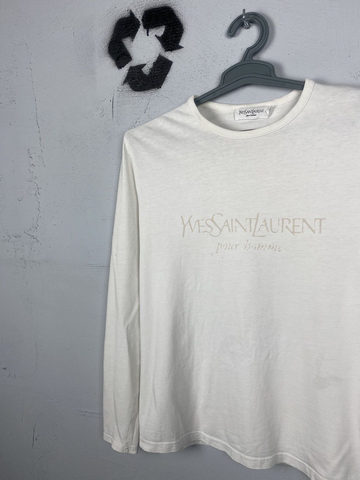 image of YSL Long Sleeve T-Shirt Y2K Vintage in White, Men's (Size Medium)