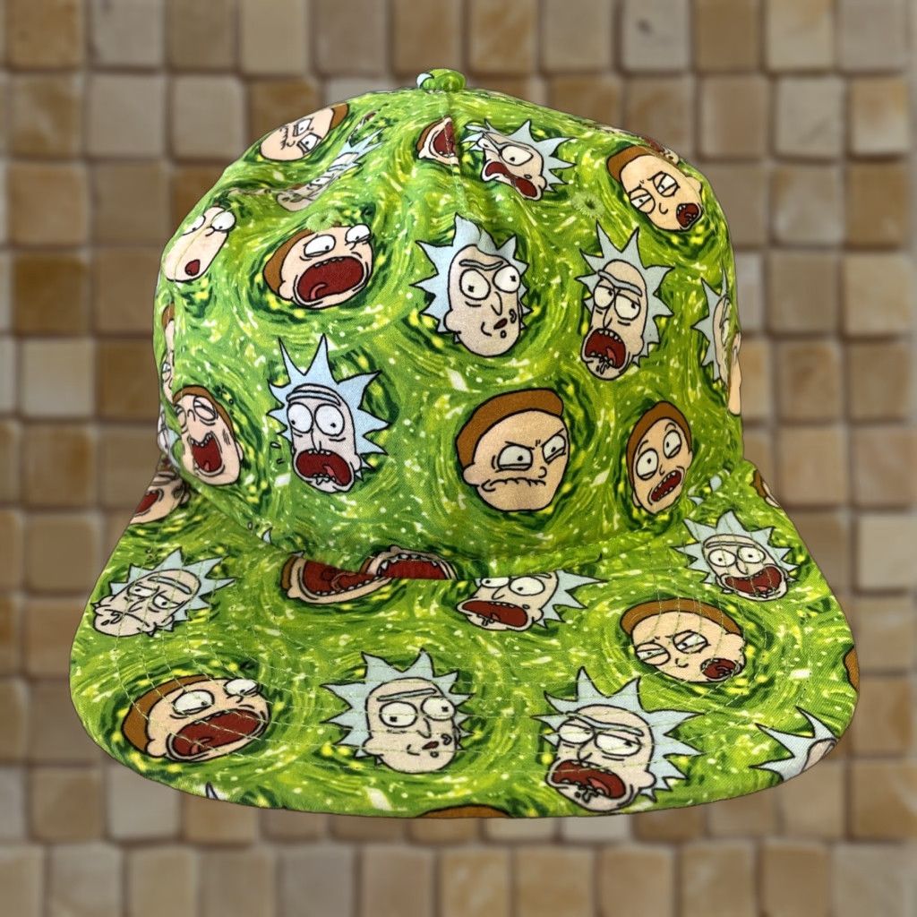 Vintage Bioworld Rick & Morty Adult Swim All Over Print Hat One Size Adjustable Green Size ONE SIZE - 1 Thumbnail