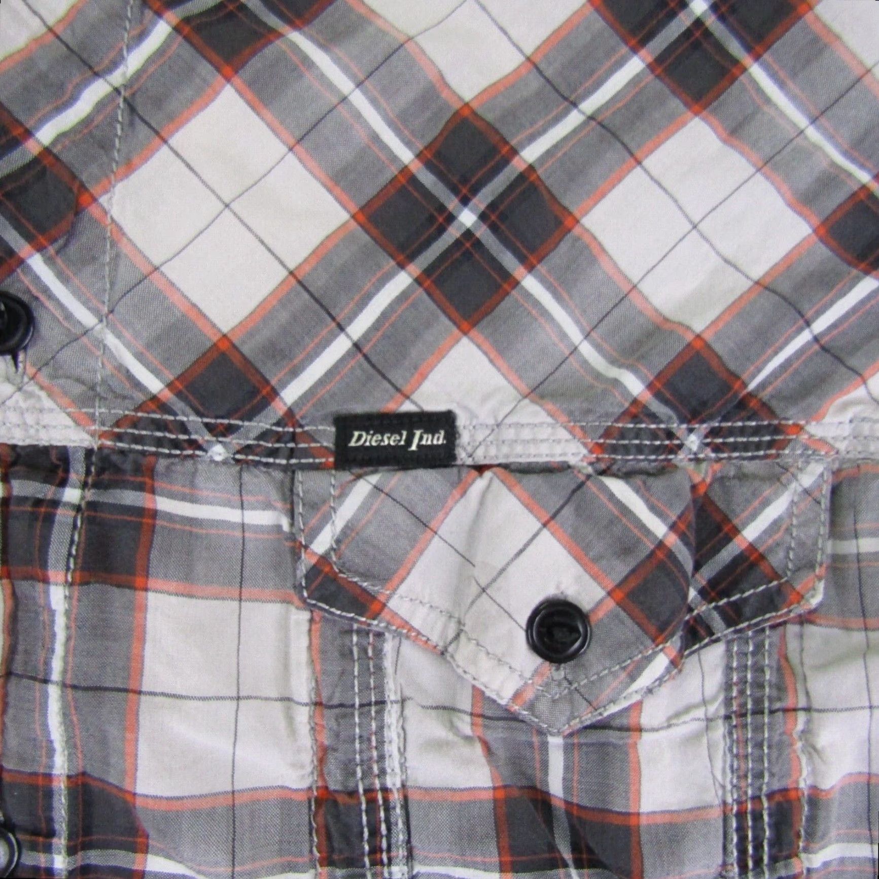Diesel VINTAGE Diesel Shirt Mens Large Gray Orange Plaid Button Up Long Sleeve Cotton Casual Size US L / EU 52-54 / 3 - 3 Thumbnail