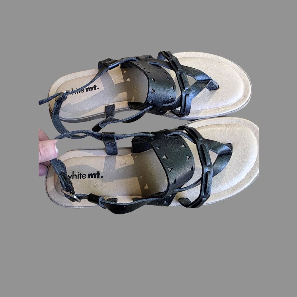Vintage Womens Sandals White Mn Sandlas Black Strap 8 XS? Size US 8 / IT 38 - 1 Thumbnail