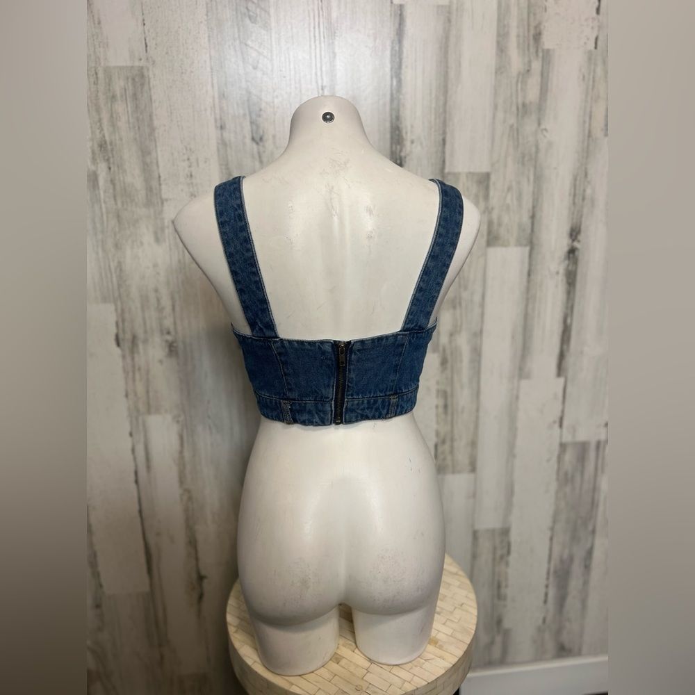 Forever 21 Forever 21 Denim Crop Top Small Blue Jean Bralette Tank Top Size S / US 4 / IT 40 - 4 Thumbnail