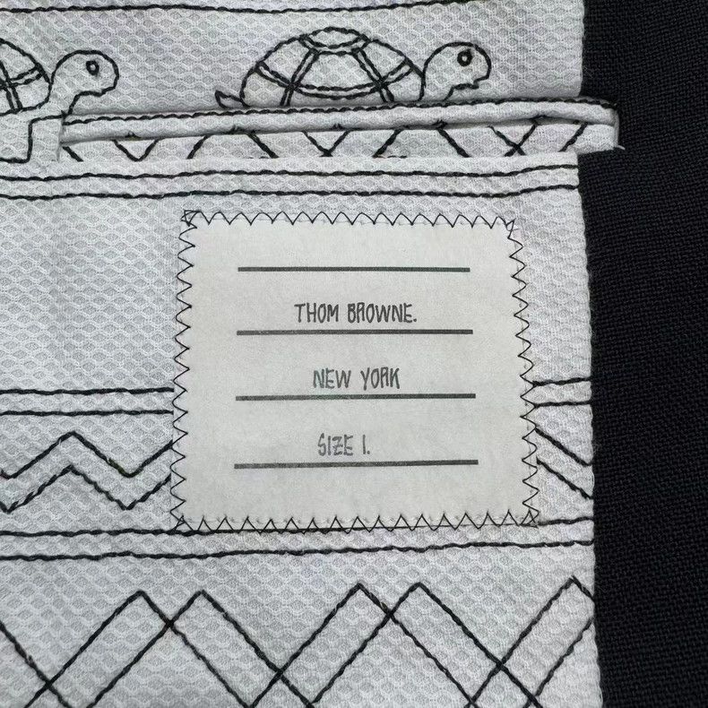 Thom Browne Thom Browne size1 A woolen coat embroidered with a full int Size US S / EU 44-46 / 1 - 6 Thumbnail