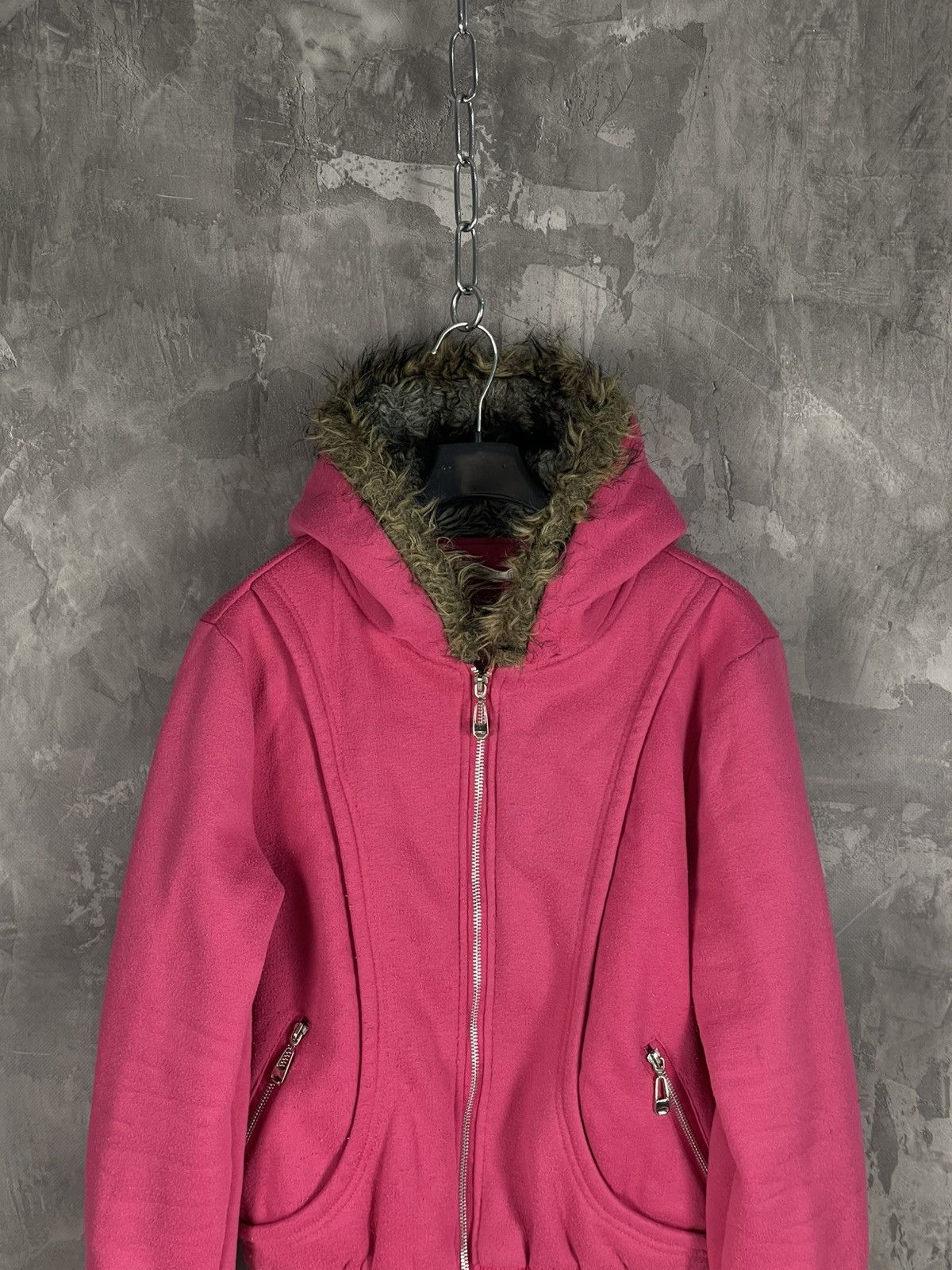If Six Was Nine × Le Grande Bleu (L.G.B.) Pink fur hoodie is6was9 l.g.b. vibe swag y2k avant garde Size M / US 6-8 / IT 42-44 - 2 Thumbnail