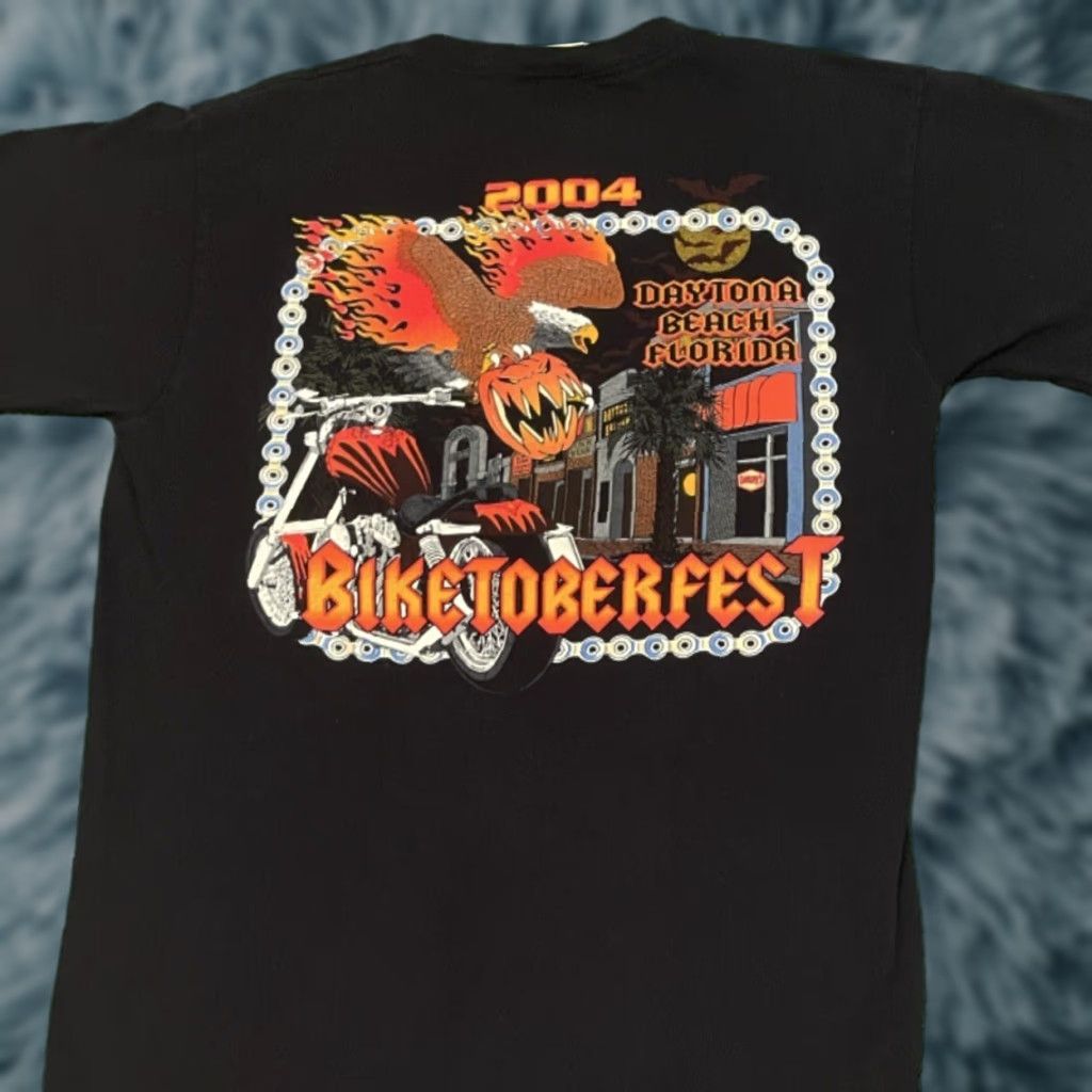Vintage VINTAGE 90s Y2k Biker Bike Week Biketoberfest VTG Shirt Mens M Black Short Sleeve T-Shirt 2004 Mens Size US M / EU 48-50 / 2 - 1 Thumbnail
