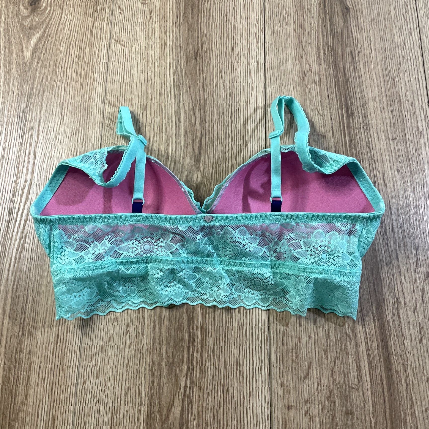 Victoria's Secret Victoria's Secret PINK Green Floral Lace Bralette Women Medium M Underwired Push Up Size ONE SIZE - 2 Thumbnail