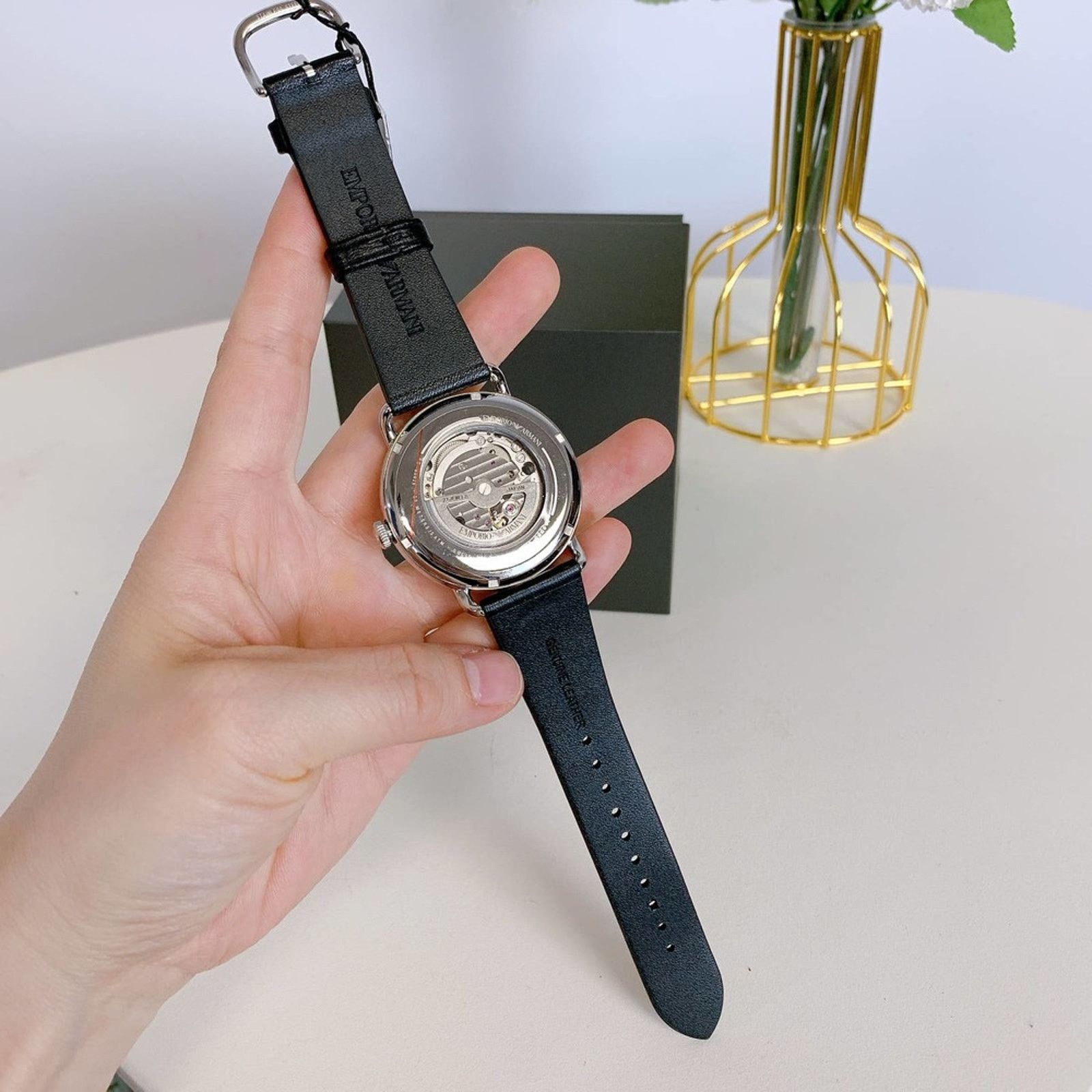 Emporio Armani Emporio Armani AR60026 Multifunction Black Leather Watch Size ONE SIZE - 4 Thumbnail