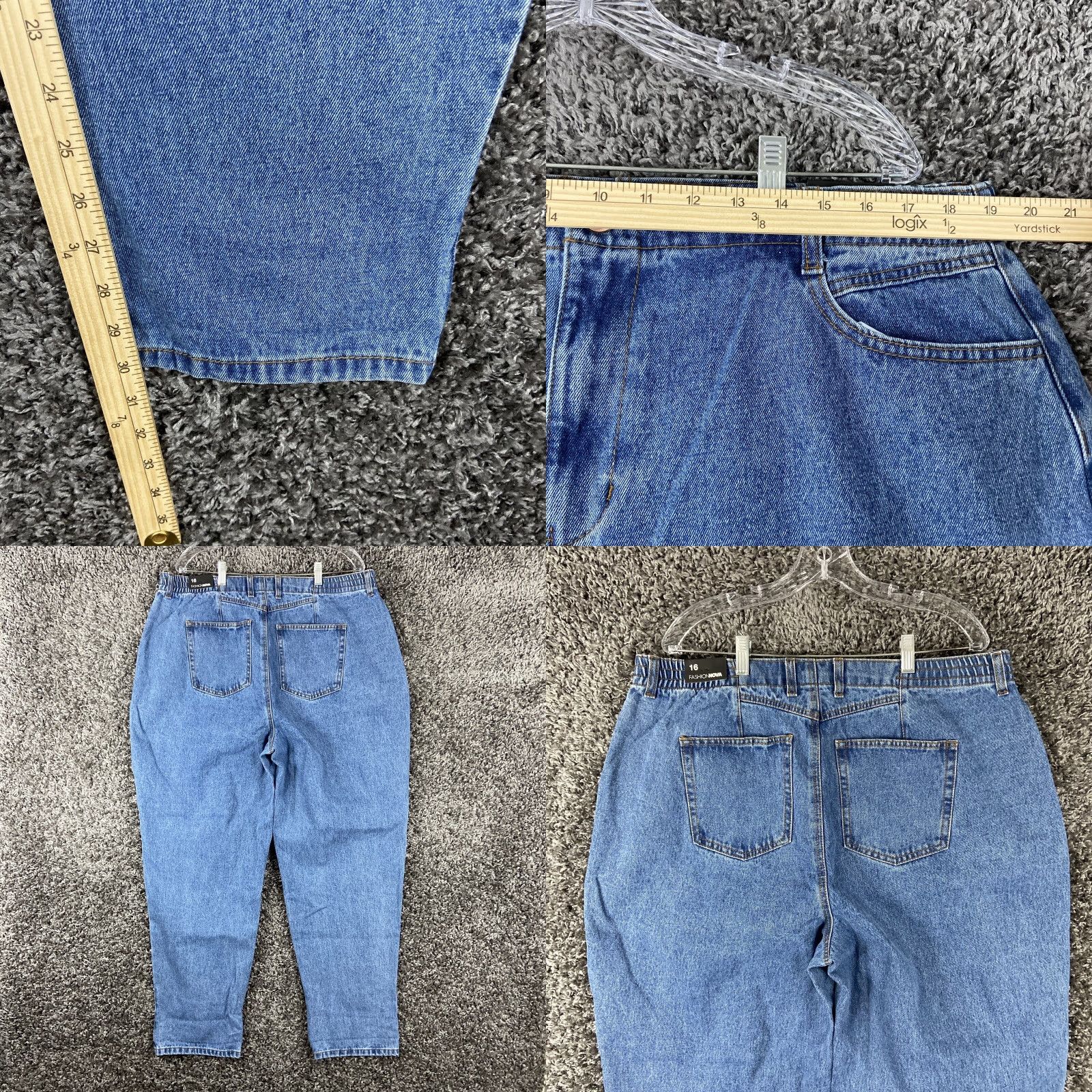 Fashion Nova VINTAGE Fashion Nova Mom Jeans Women's 16 Blue Easy Waist Casual Denim Size 38" / US 16 / IT 52 - 8 Thumbnail