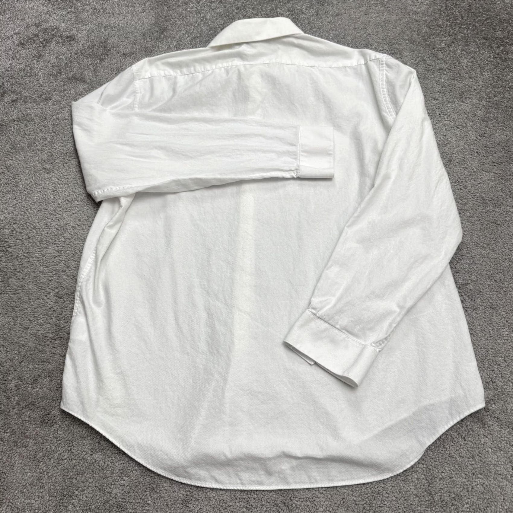Calvin Klein Calvin Klein Slim Fit Dress Shirt Mens 17 34/35 White Textured 100% Cotton Work Shirt Mens Size 46R - 2 Thumbnail