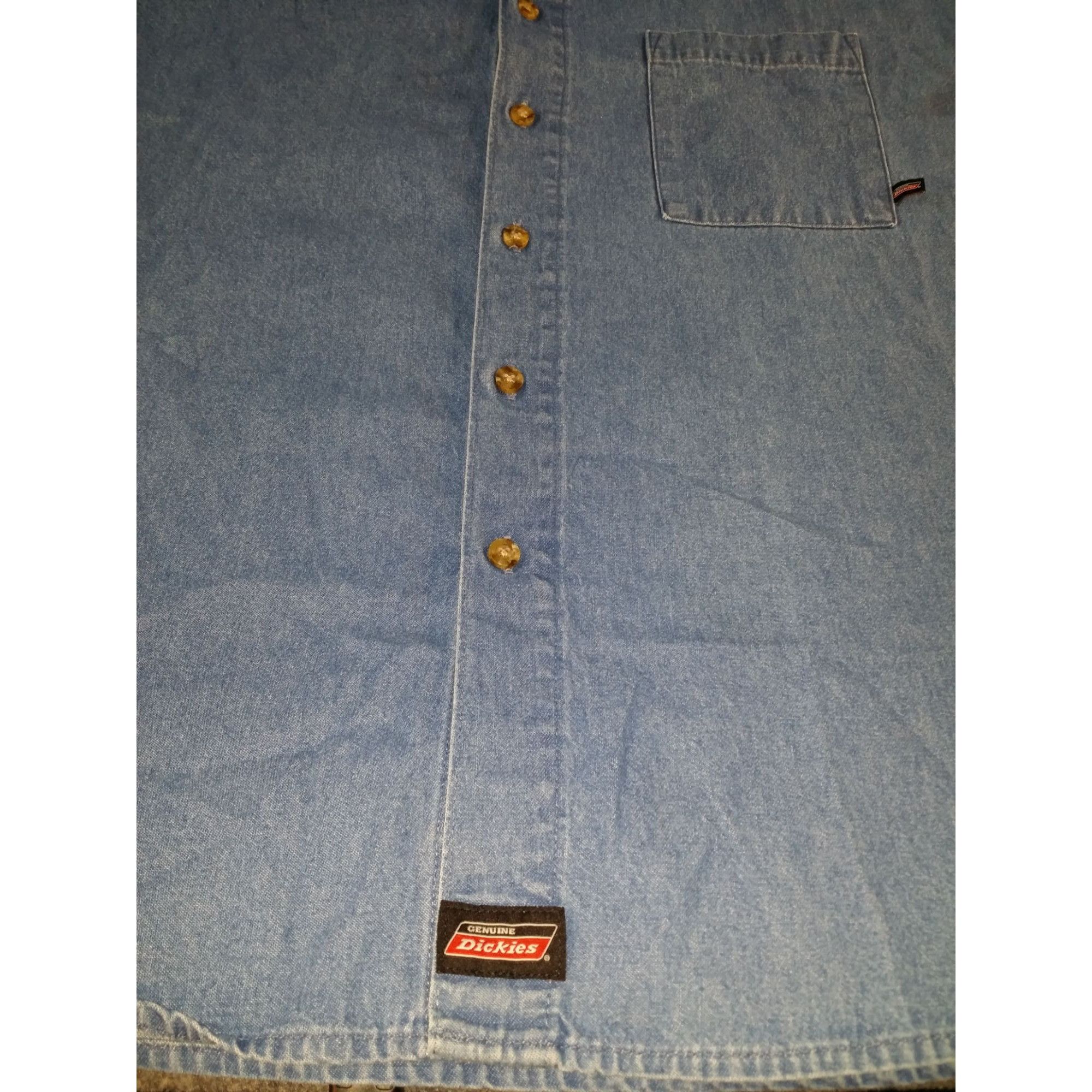 Dickies Dickies Button Up Shirt Men Sz 3XL Denim Logo Short Sleeve W Size US XXL / EU 58 / 5 - 2 Thumbnail