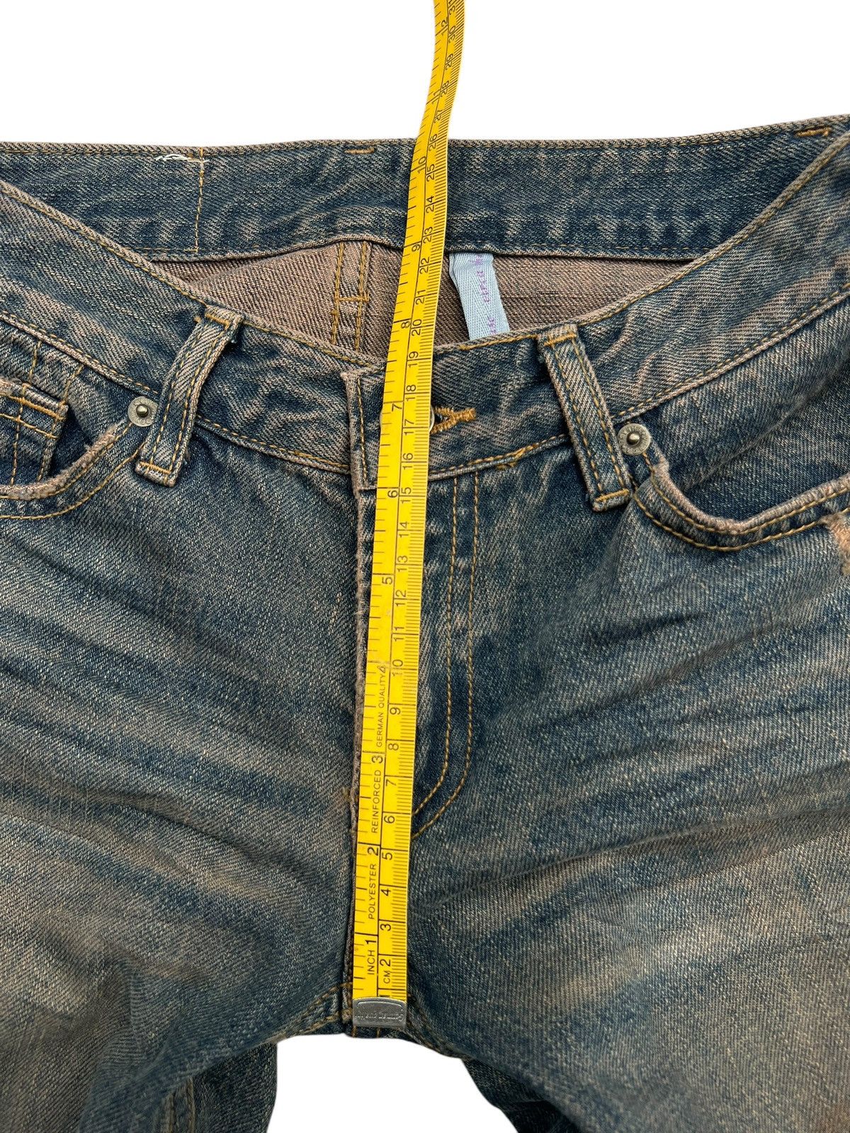 Japanese Brand Virca Lowrise Mudmax Distressed Denim Flare Jeans 27x33 Size 27" / US 4 / IT 40 - 11 Thumbnail