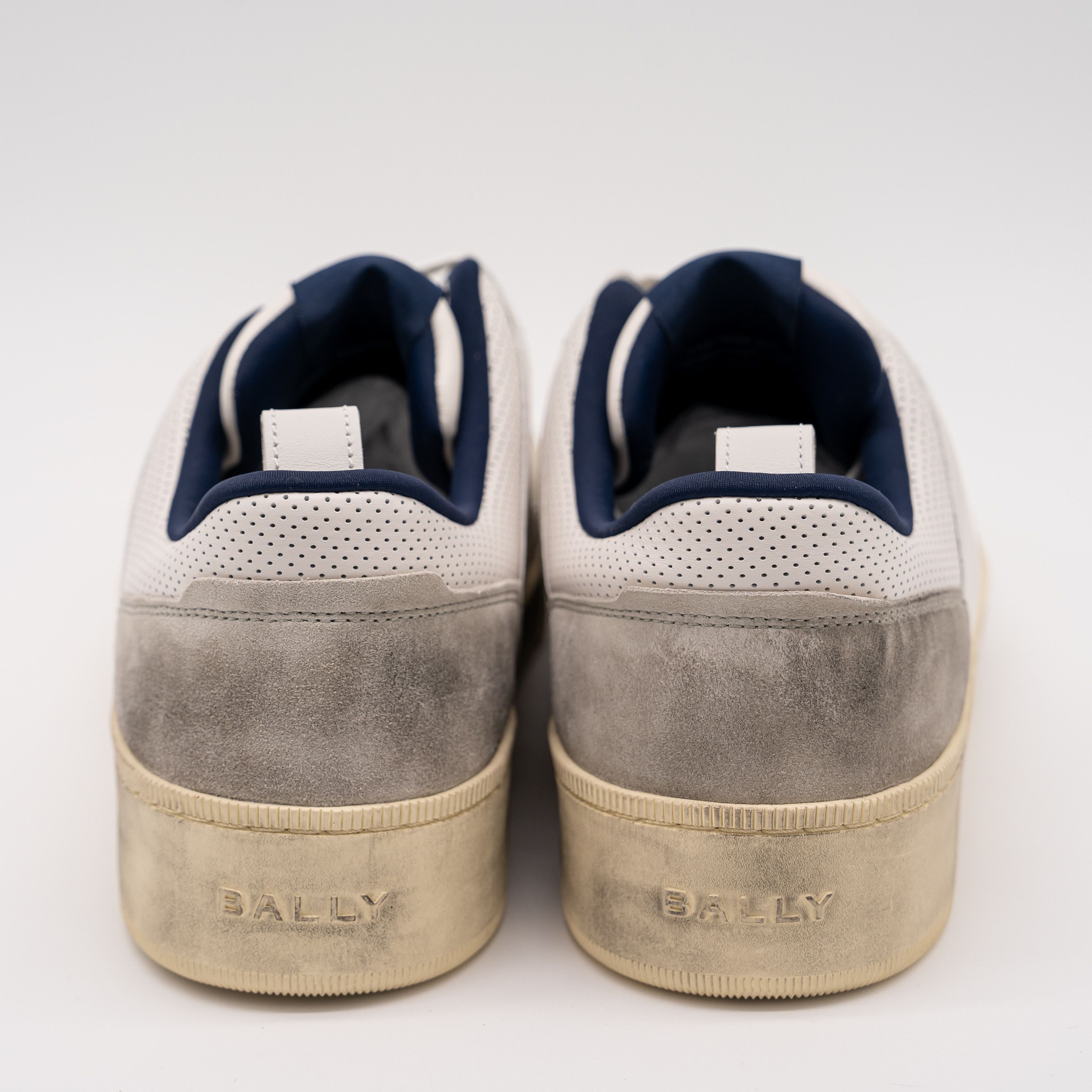 Bally 13.5 Bally Riweira White Grey Navy Dusty Leather Sneakers Size US 13 / EU 46 - 5 Thumbnail