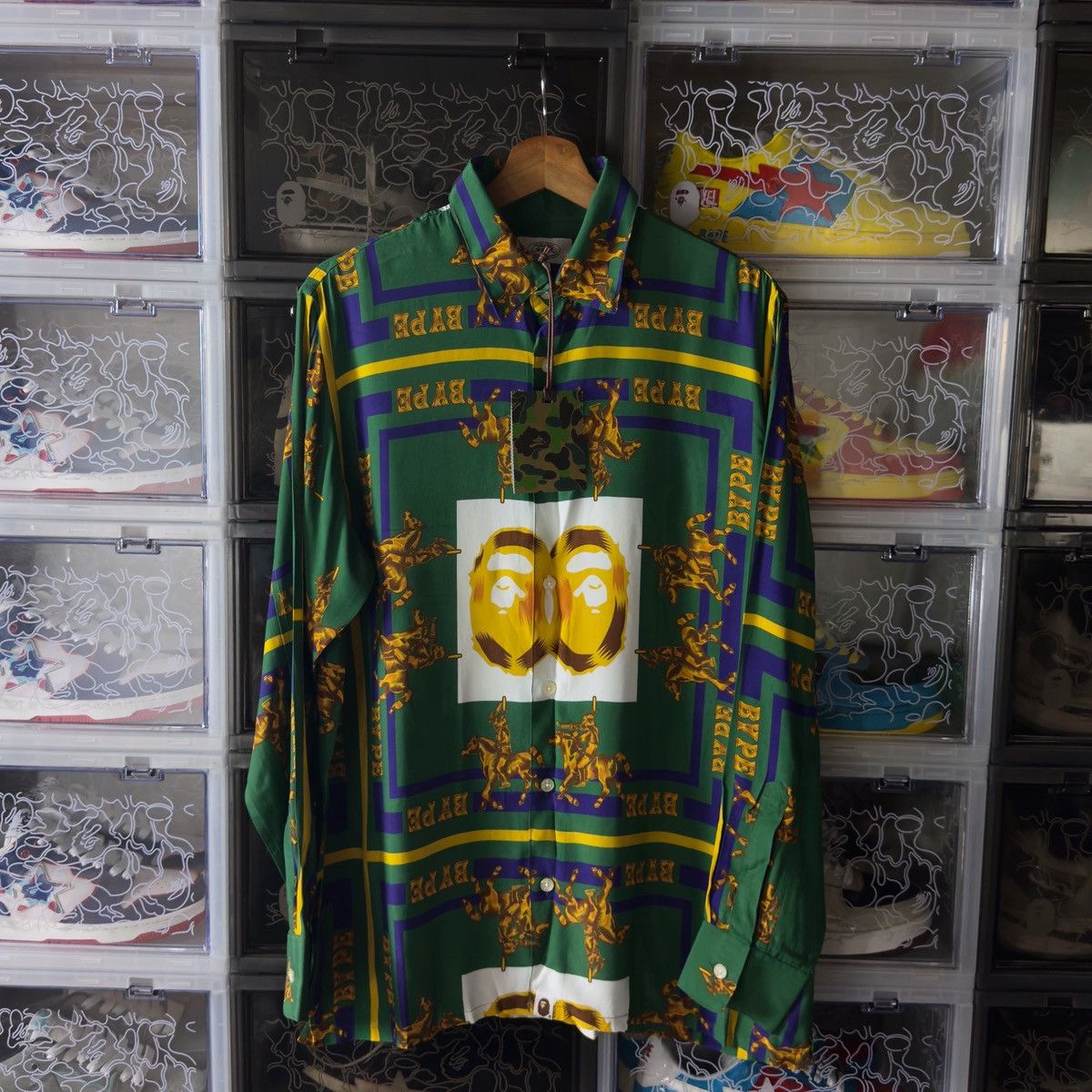 Bape Bape Double Ape Head Relaxed Shirt Green 2021 Size US S / EU 44-46 / 1 - 3 Thumbnail