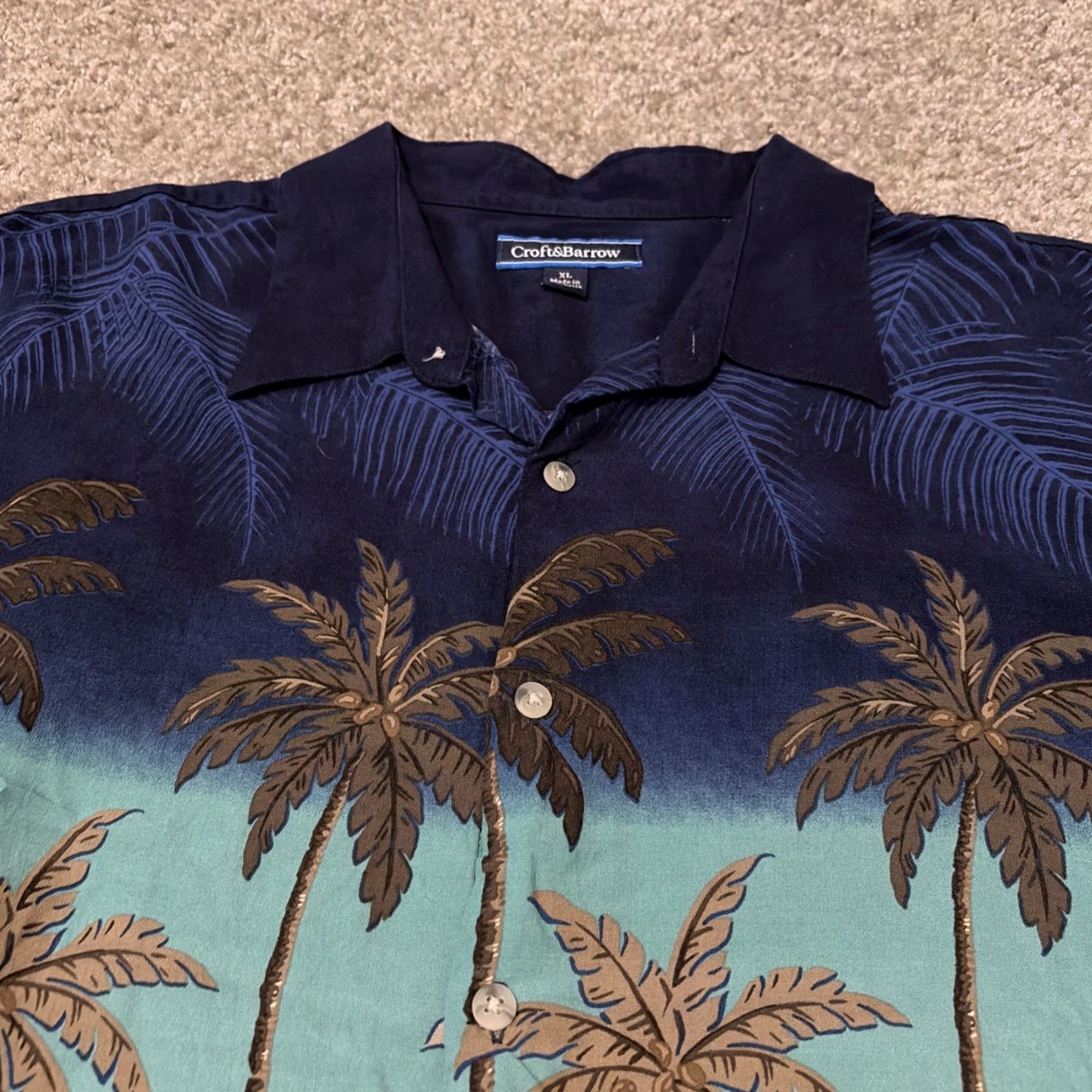 Croft & Barrow VINTAGE Croft & Barrow Men’s Hawaiian Button-Up Shirt XL Blue 100% Rayon Short Sleeve Mens Size US XL / EU 56 / 4 - 3 Thumbnail