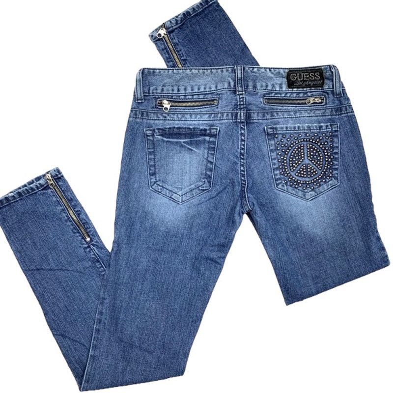 Guess Guess | Vintage Y2K Daredevil Skinny Embellished Jeans | 26 Size 26" / US 2 / IT 38 - 9 Thumbnail