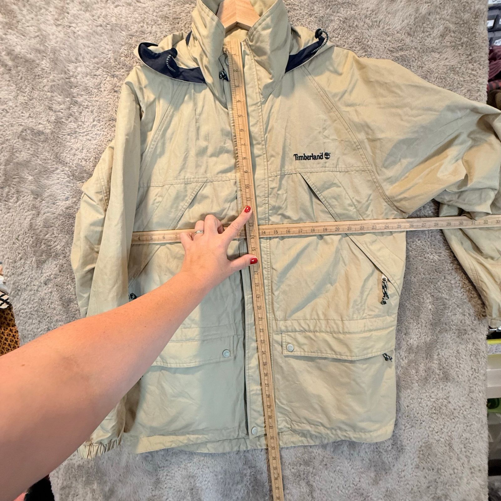 Timberland Vintage Timberland Rain Coat Jacket Parka M Hood Tan Blue Size US M / EU 48-50 / 2 - 9 Thumbnail